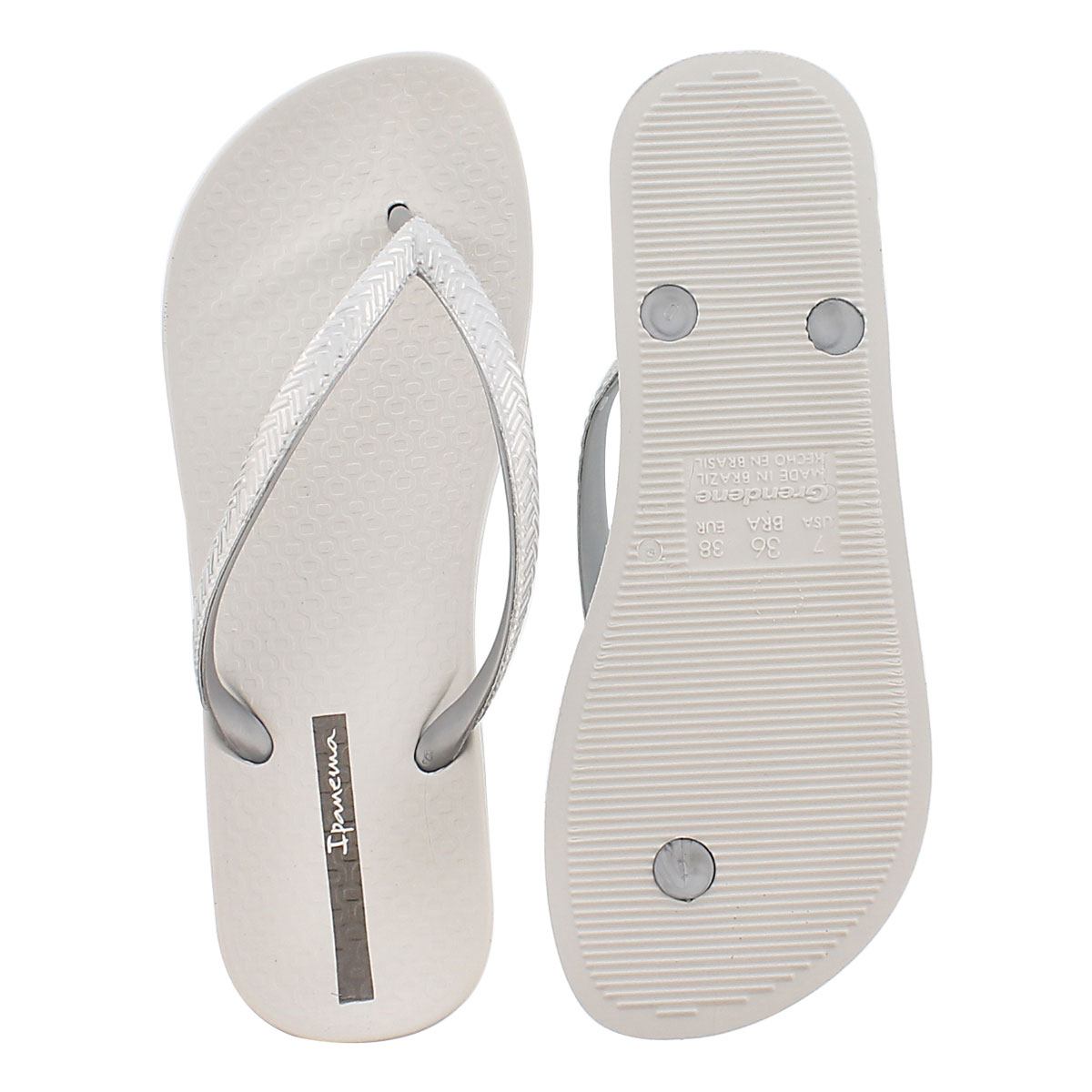 Lds Mesh Fem white/silver flip flop