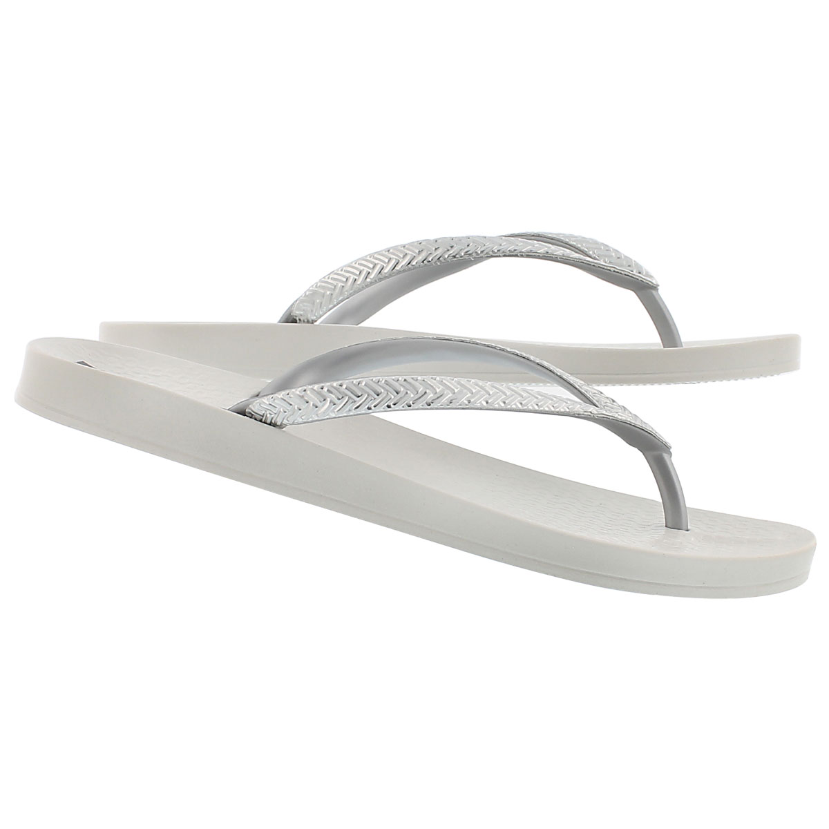 Lds Mesh Fem white/silver flip flop