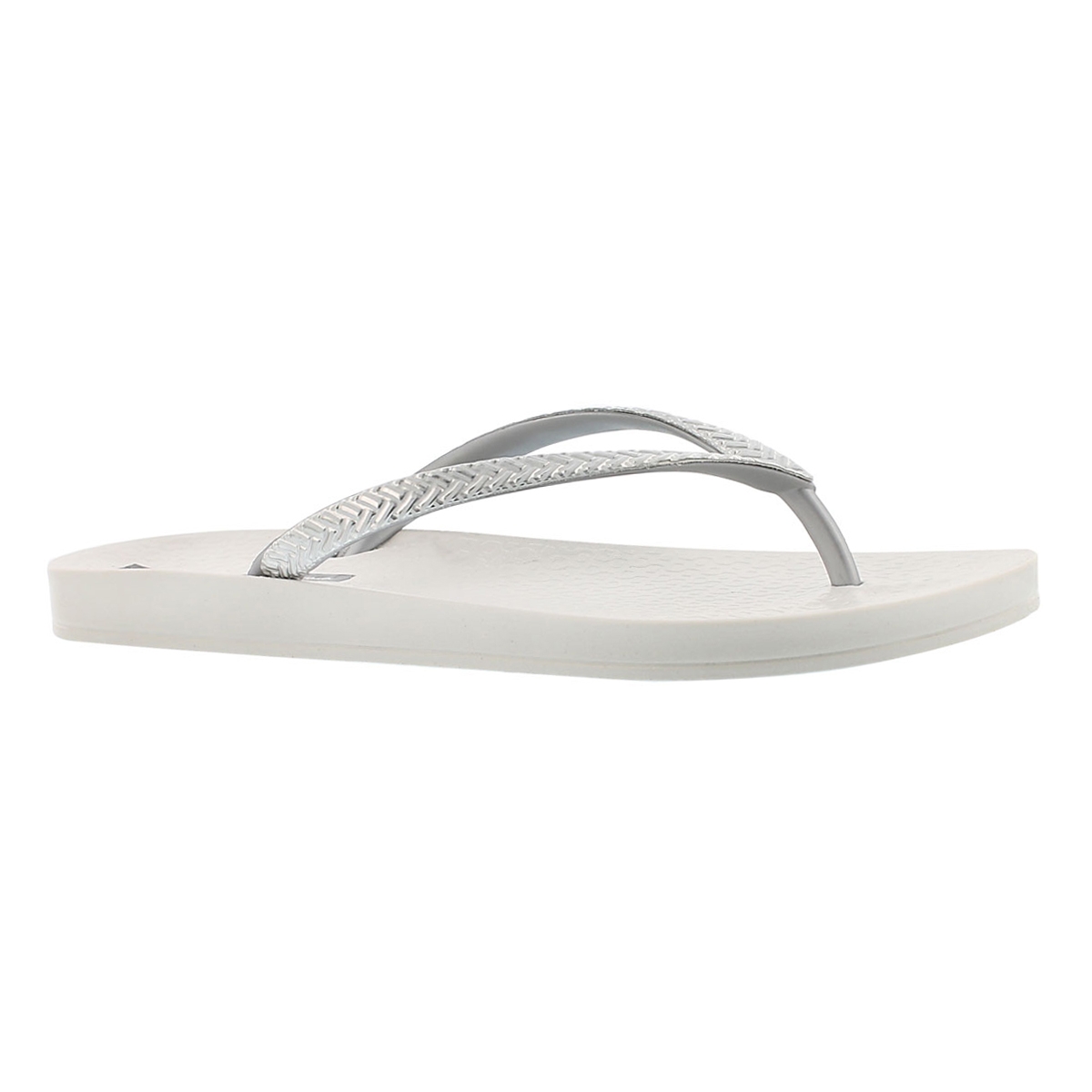 Lds Mesh Fem white/silver flip flop