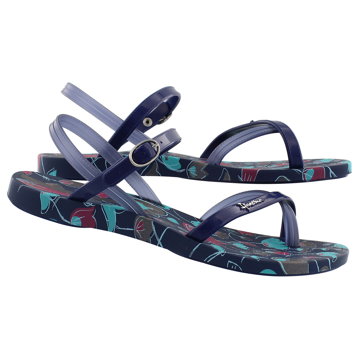 Lds Sand blue printed toe loop flip flop