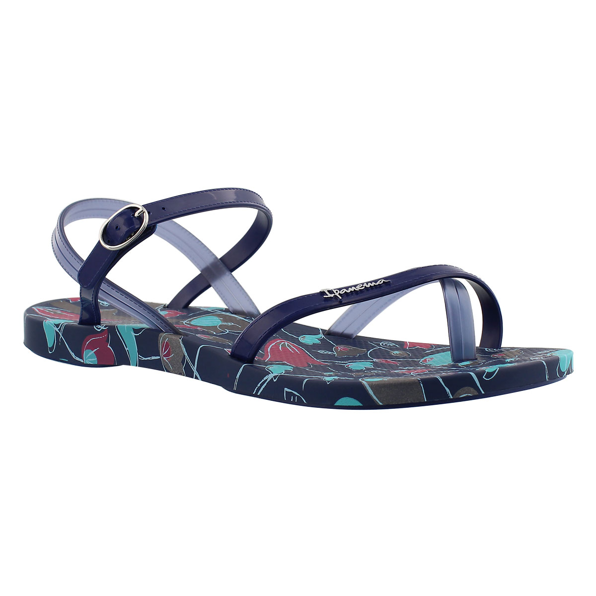 Lds Sand blue printed toe loop flip flop