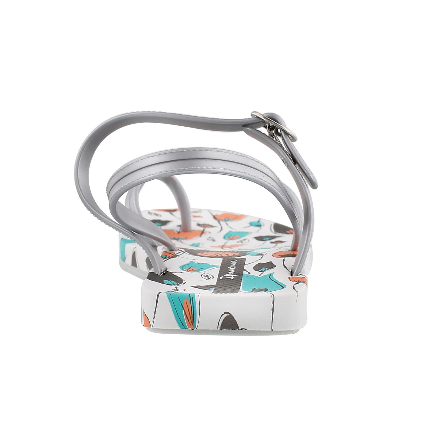 Lds Sand wht printed toe loop flip flop