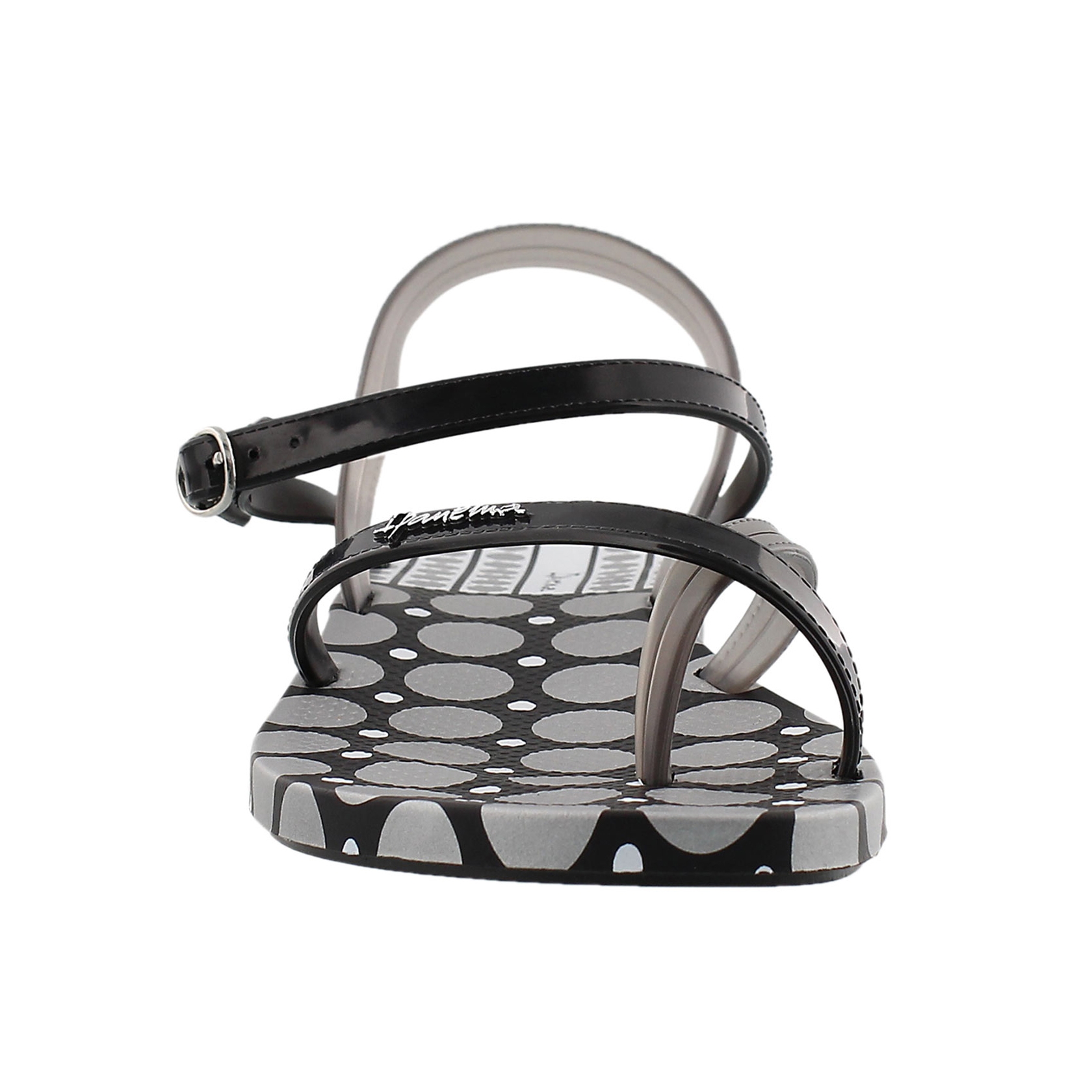 Lds Sand blk/wht dot toe loop flip flop