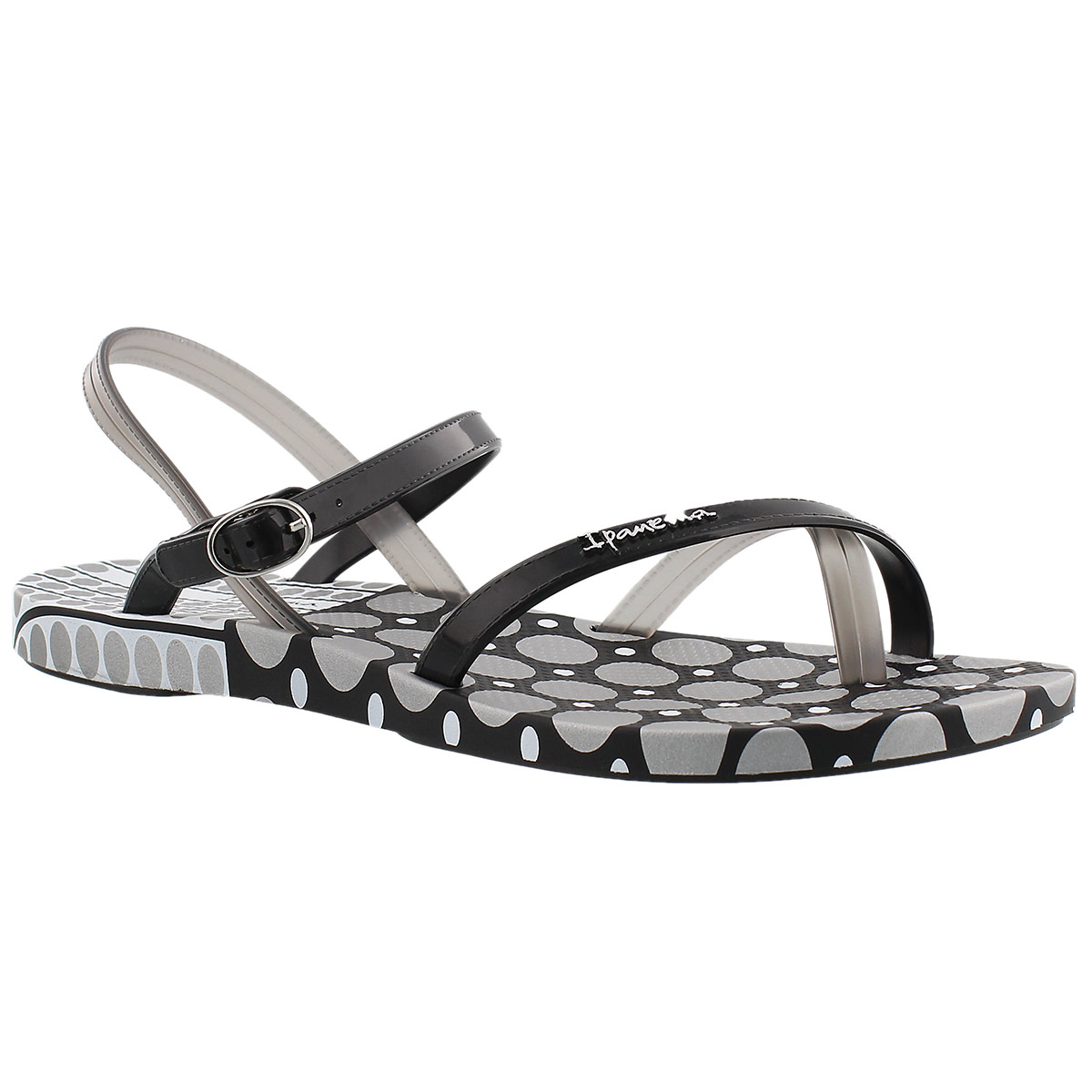 Women's SAND black/white dot toe loop flip flops