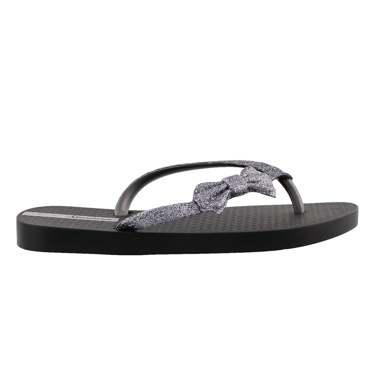 Girl Lolita III blk bow detail flip flop
