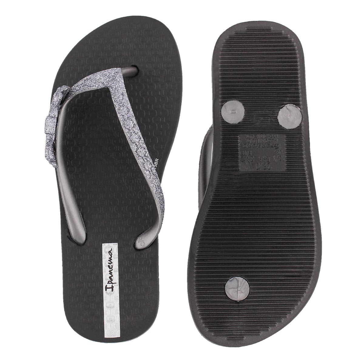 Girl Lolita III blk bow detail flip flop