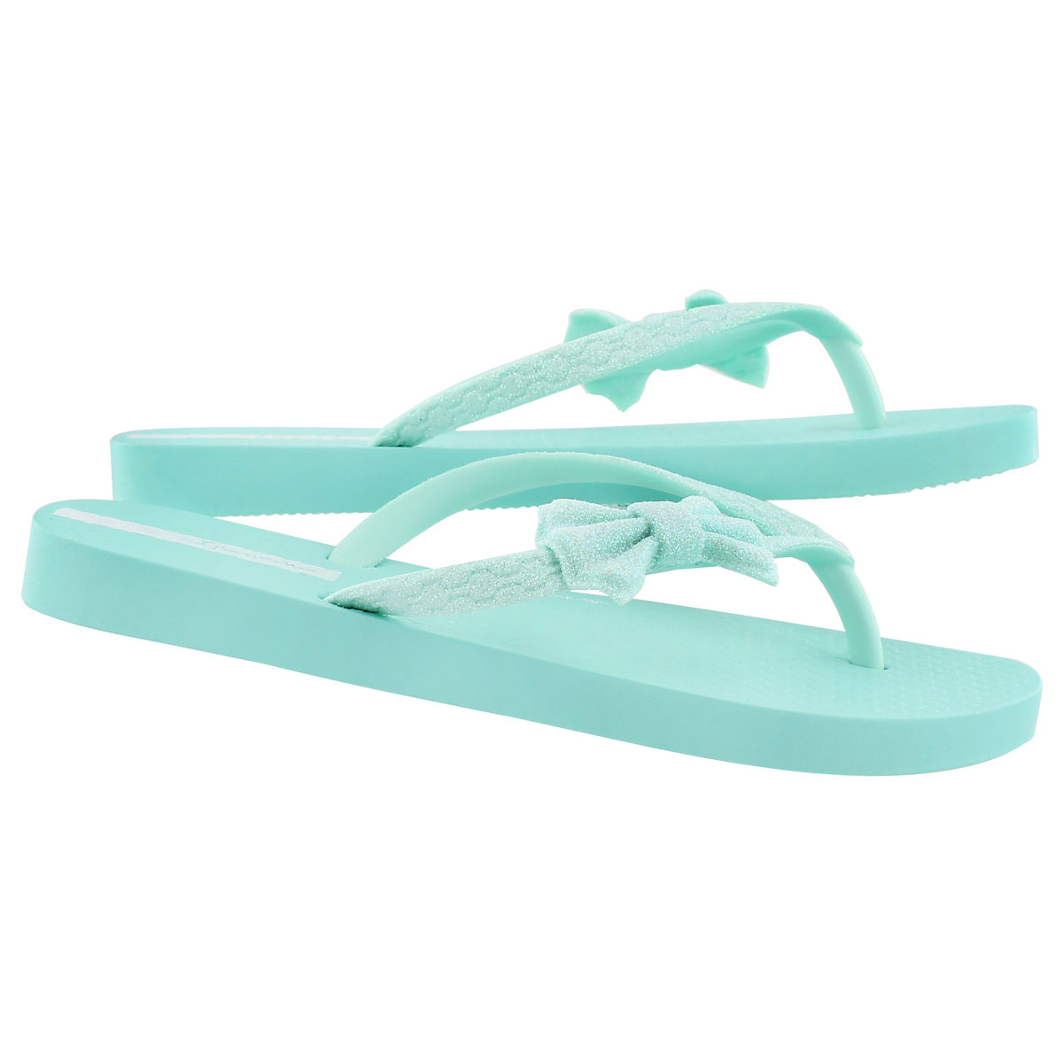 Girl Lolita III grn bow detail flip flop