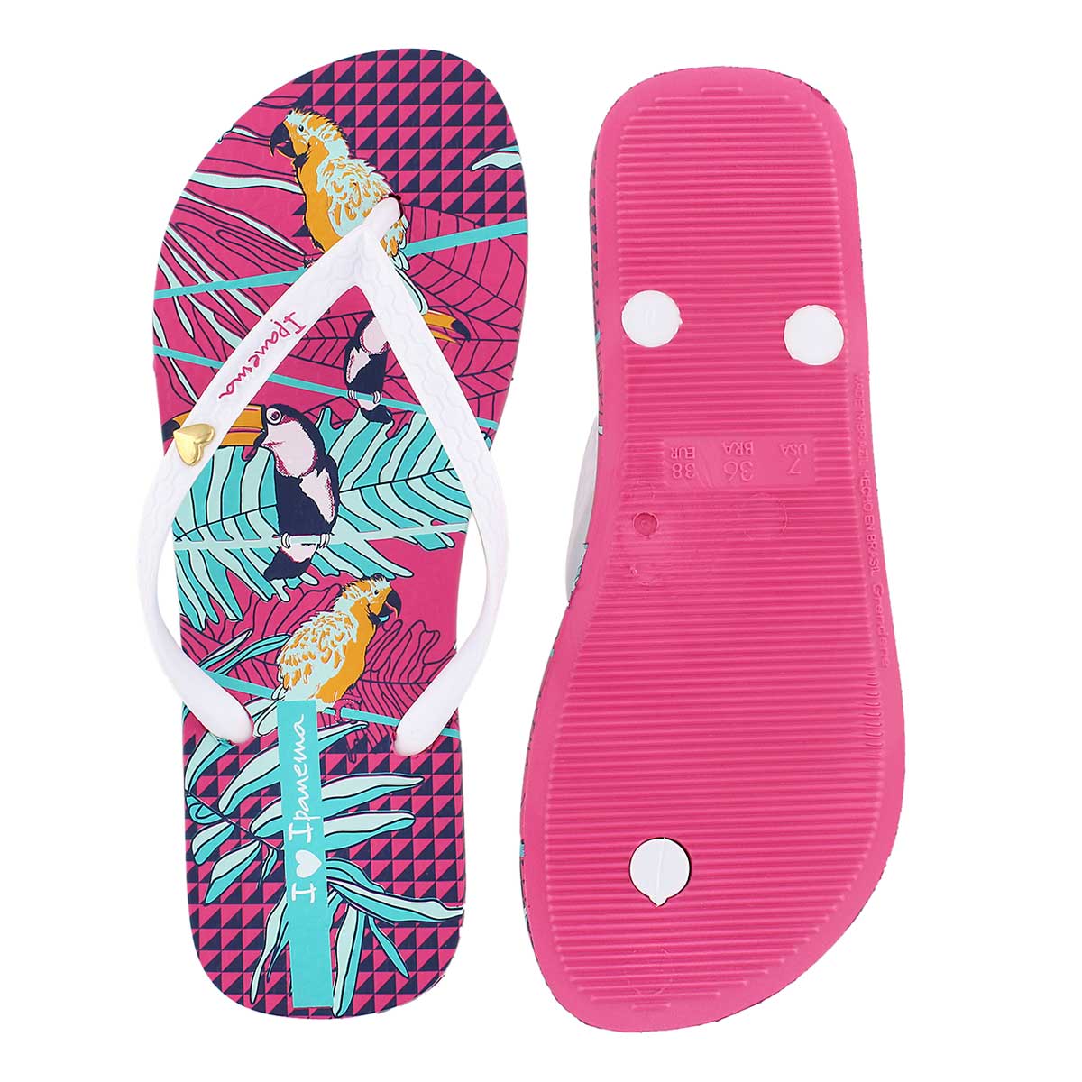 Lds Paraiso pnk/wht printed flip flop