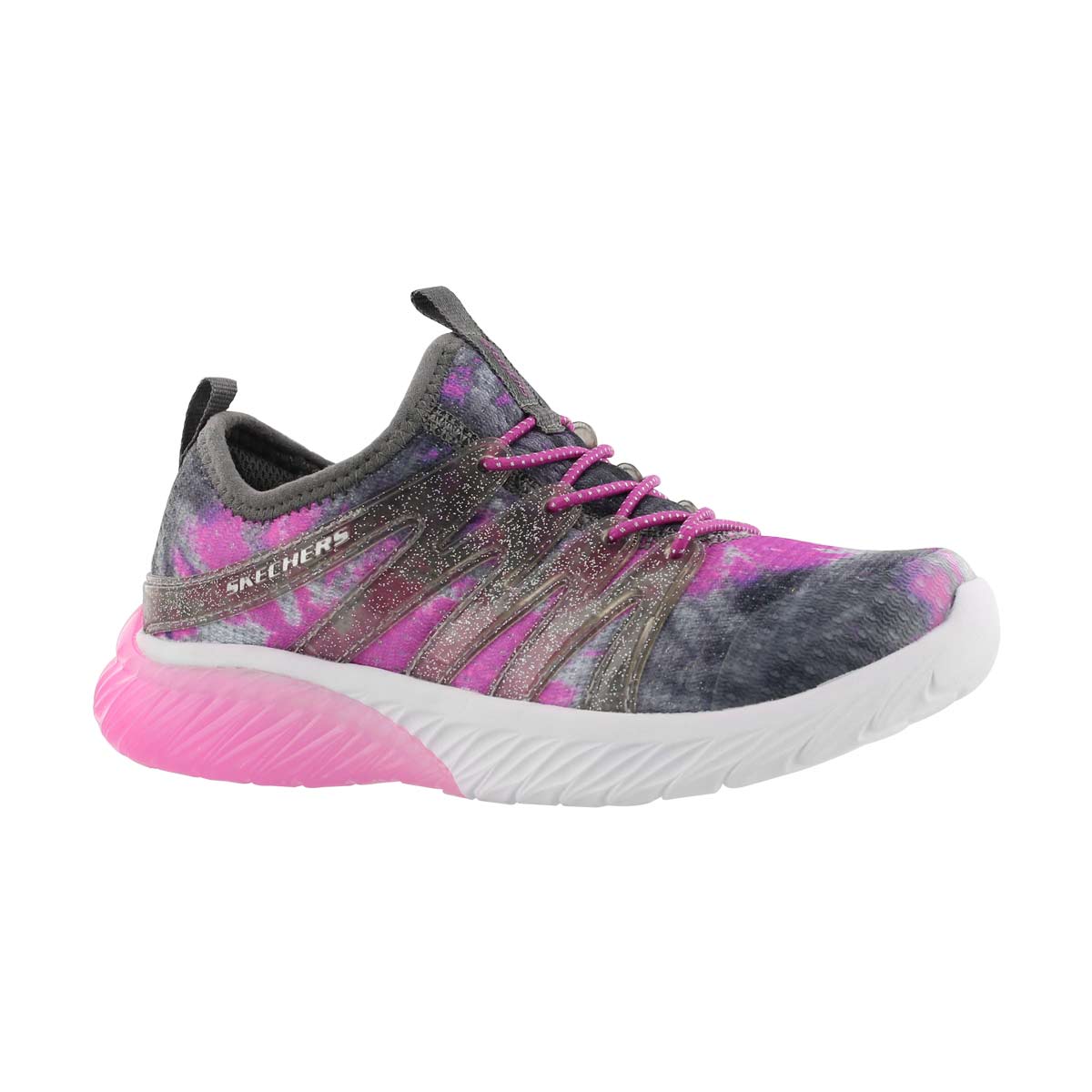 Grls Skech Gem gry/pnk slip on sneaker
