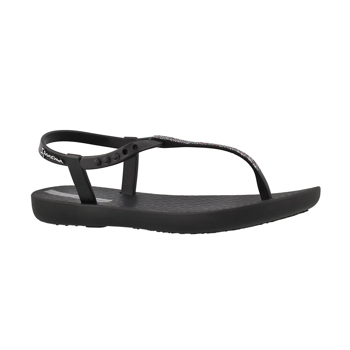 Girls' CHARM SAND II black t-strap flip flops