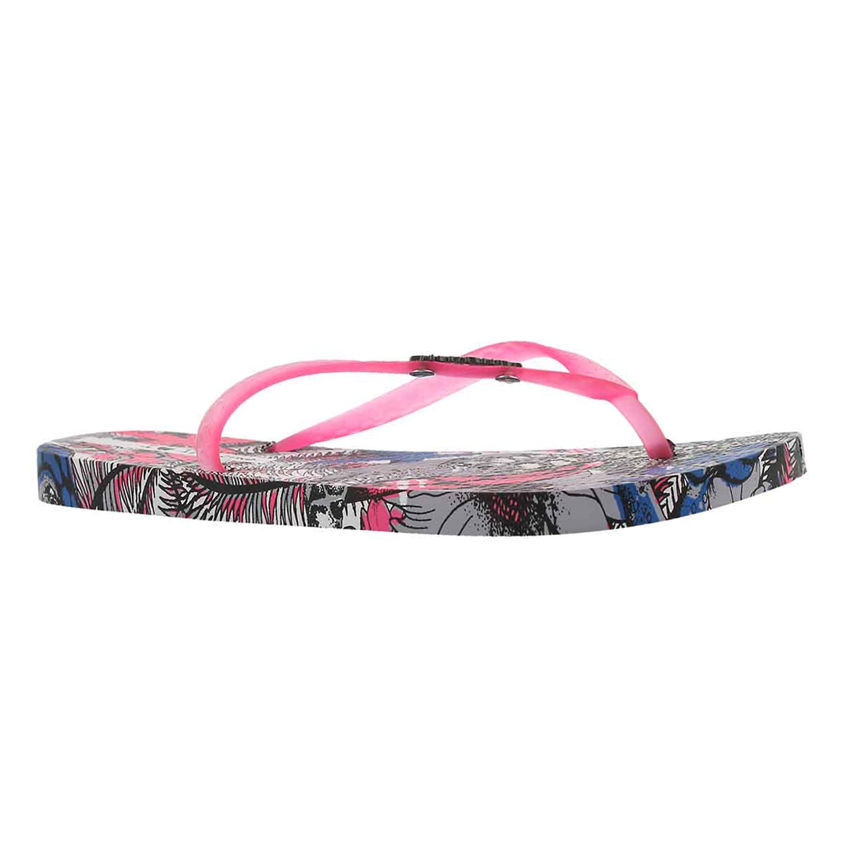 Women's TROPICAL BEAUTY grey/pink flip flops