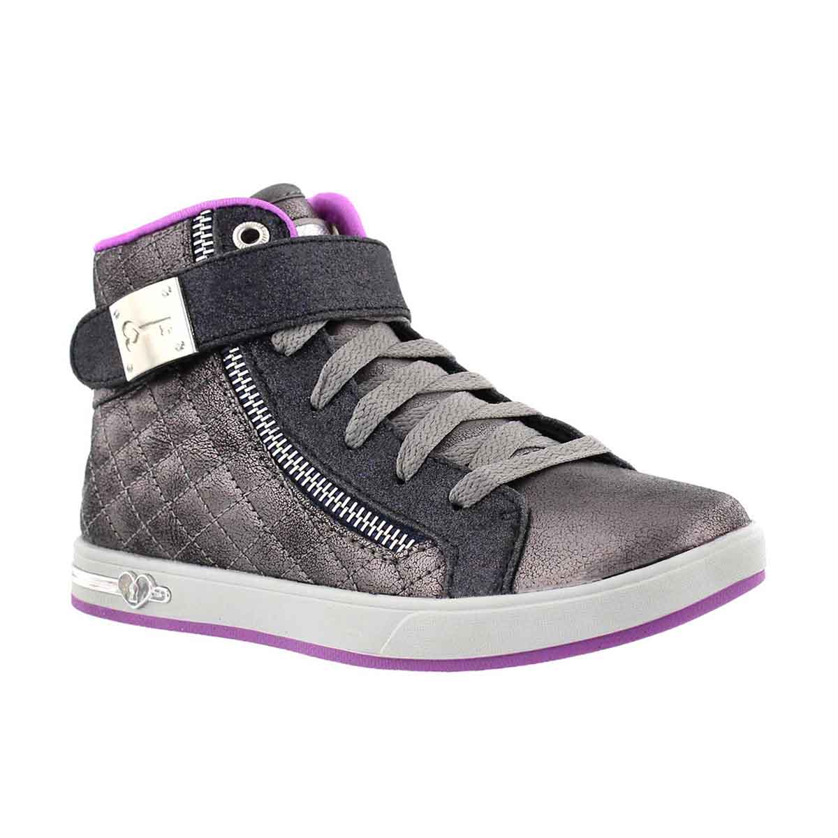 Girls' SHOUTOUT QUILTED CRUSH pewter high tops