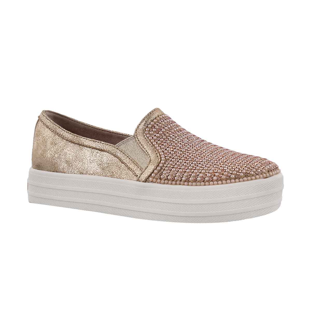 Girls' DOUBLE UP SHINY DANCER rose gold slip ons