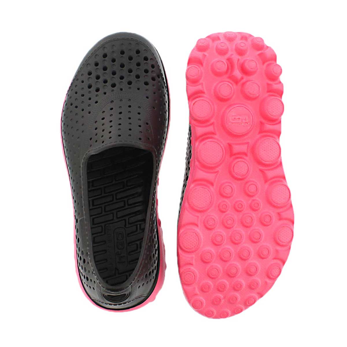 Grls h2 GO Waterlillys blk/pnk slip on