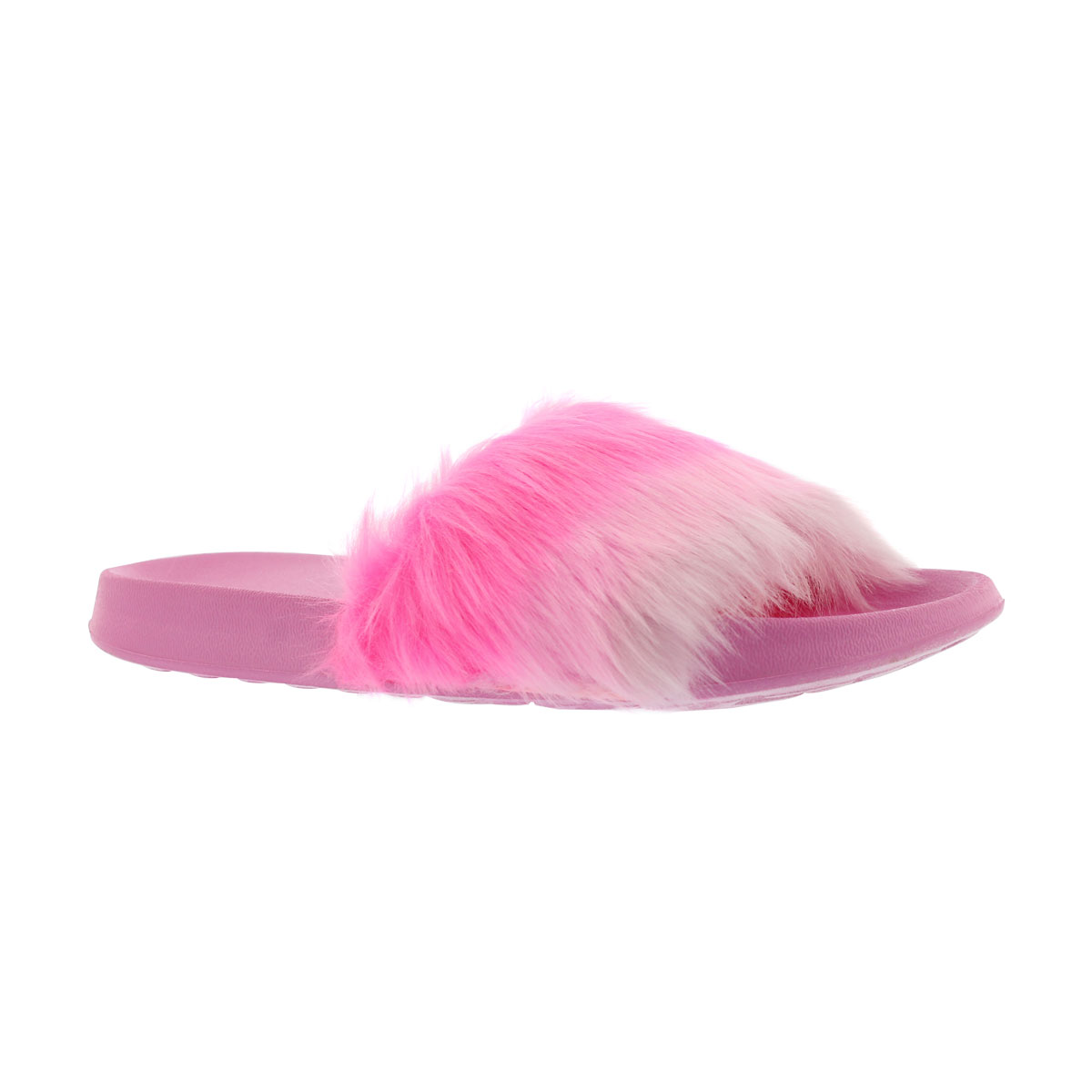 Girls' TBA hot pnk ombre fur slide sandals