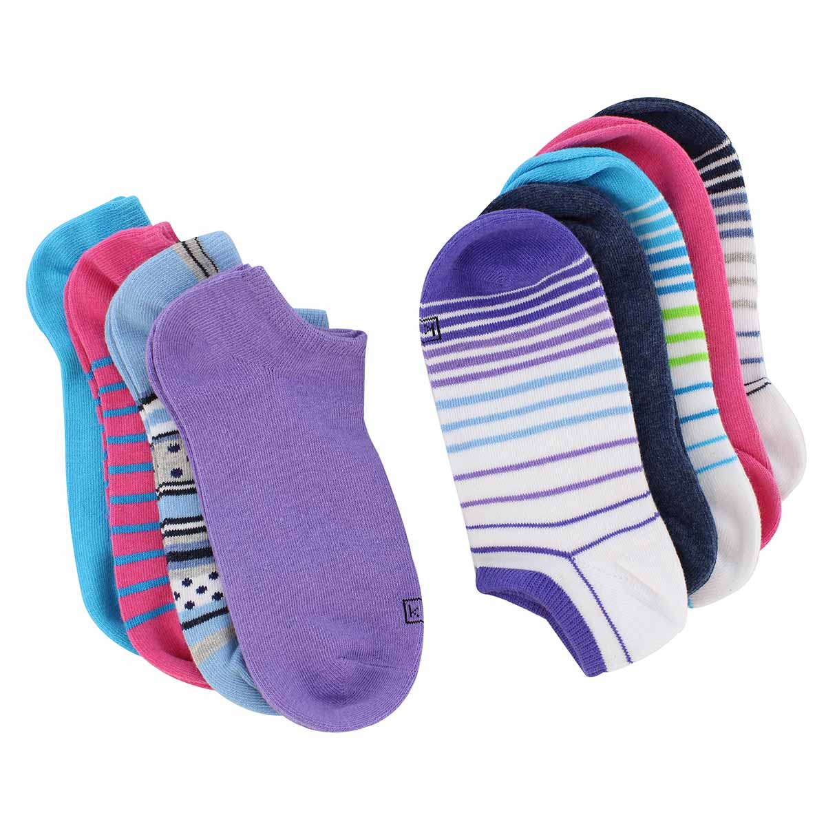 Lds Solid/Stripes multi ankle sock- 9 pk