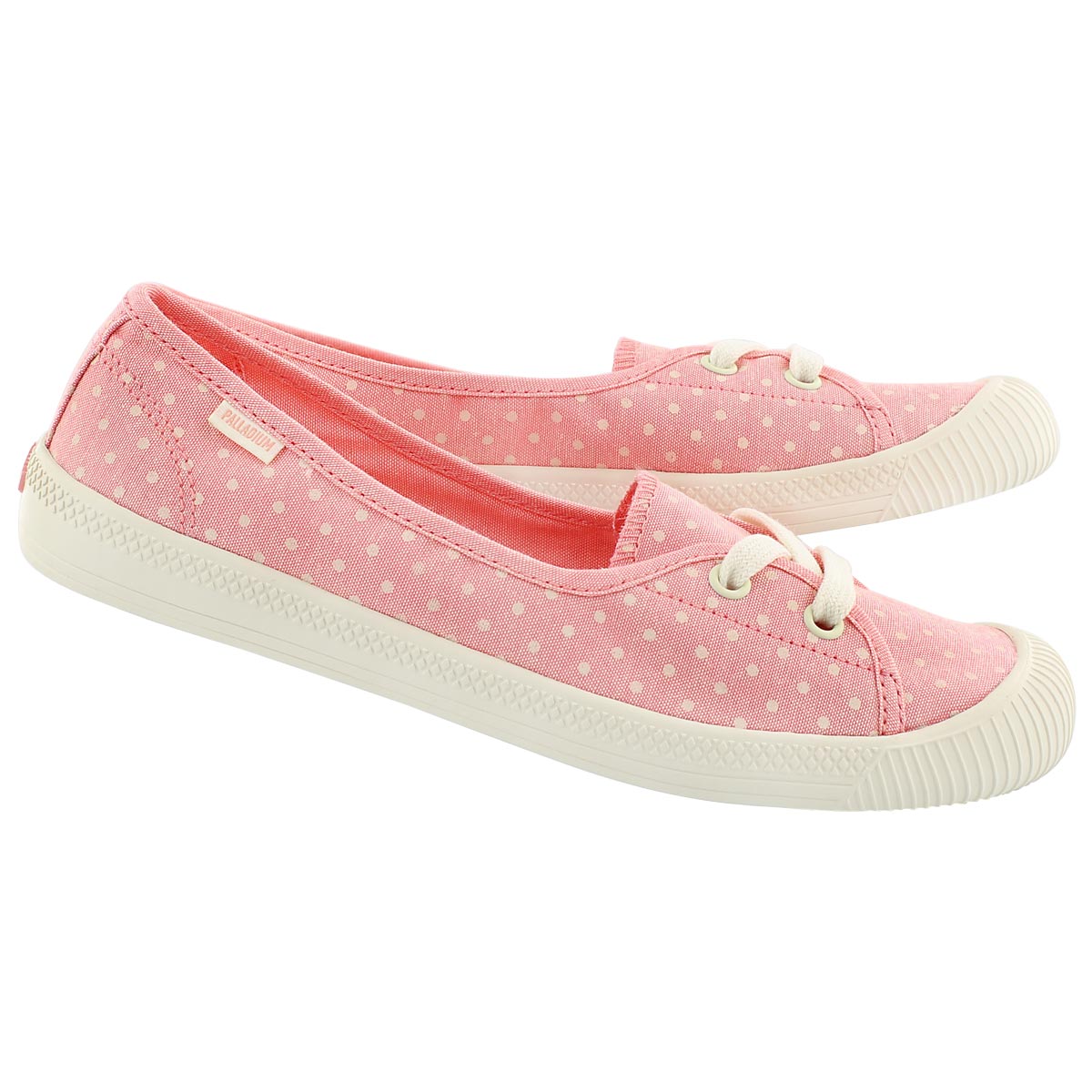 Lds Flex Ballet peach/wht dots sneaker