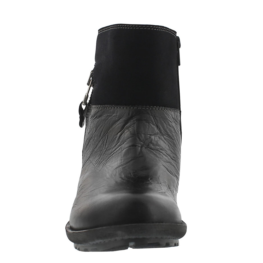 Lds Sandra 24 blk lthr zip up ankle boot