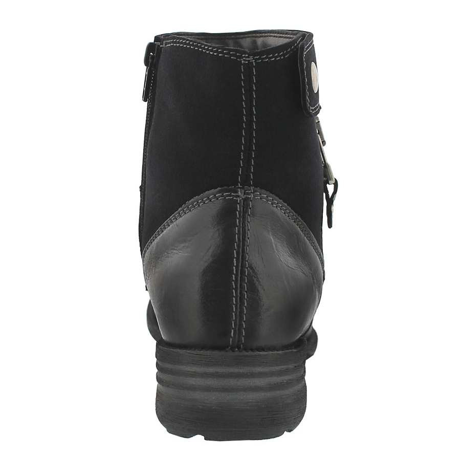 Lds Sandra 24 blk lthr zip up ankle boot