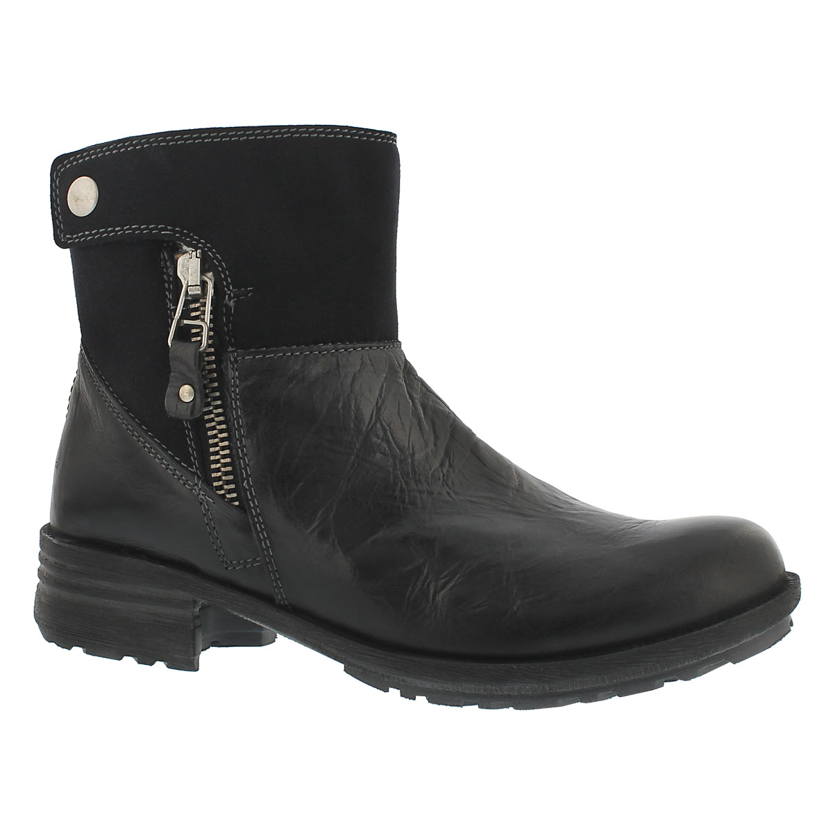 Women's SANDRA 24 blk leather zip up ankle boots