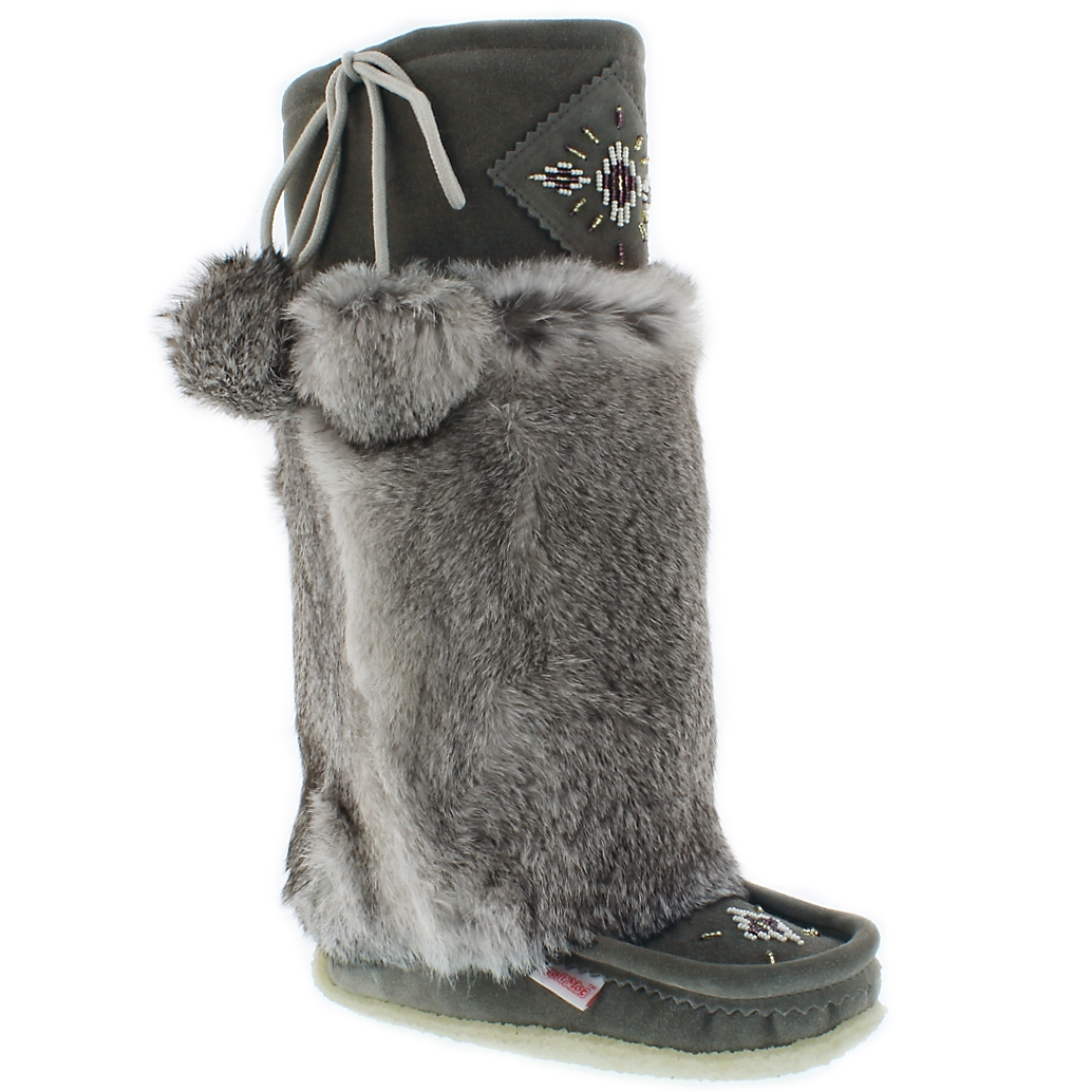 Women's 980447 grey rabbit fur 16" mukluks