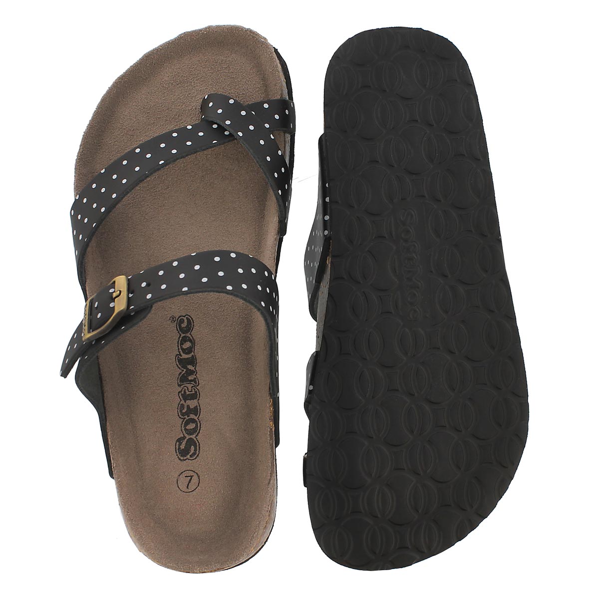 Lds Alicia3 blk/wht memory foam sandal