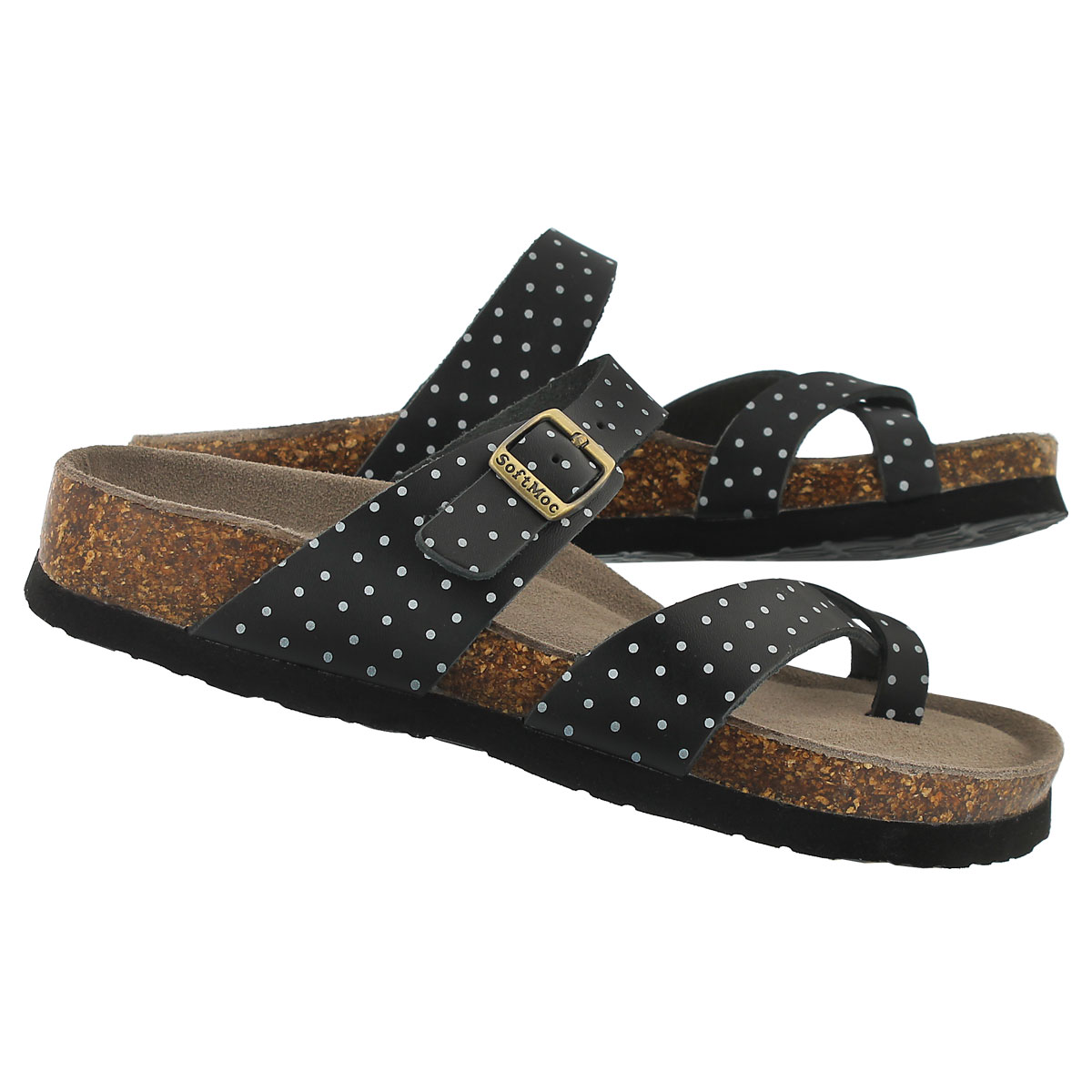 Lds Alicia3 blk/wht memory foam sandal