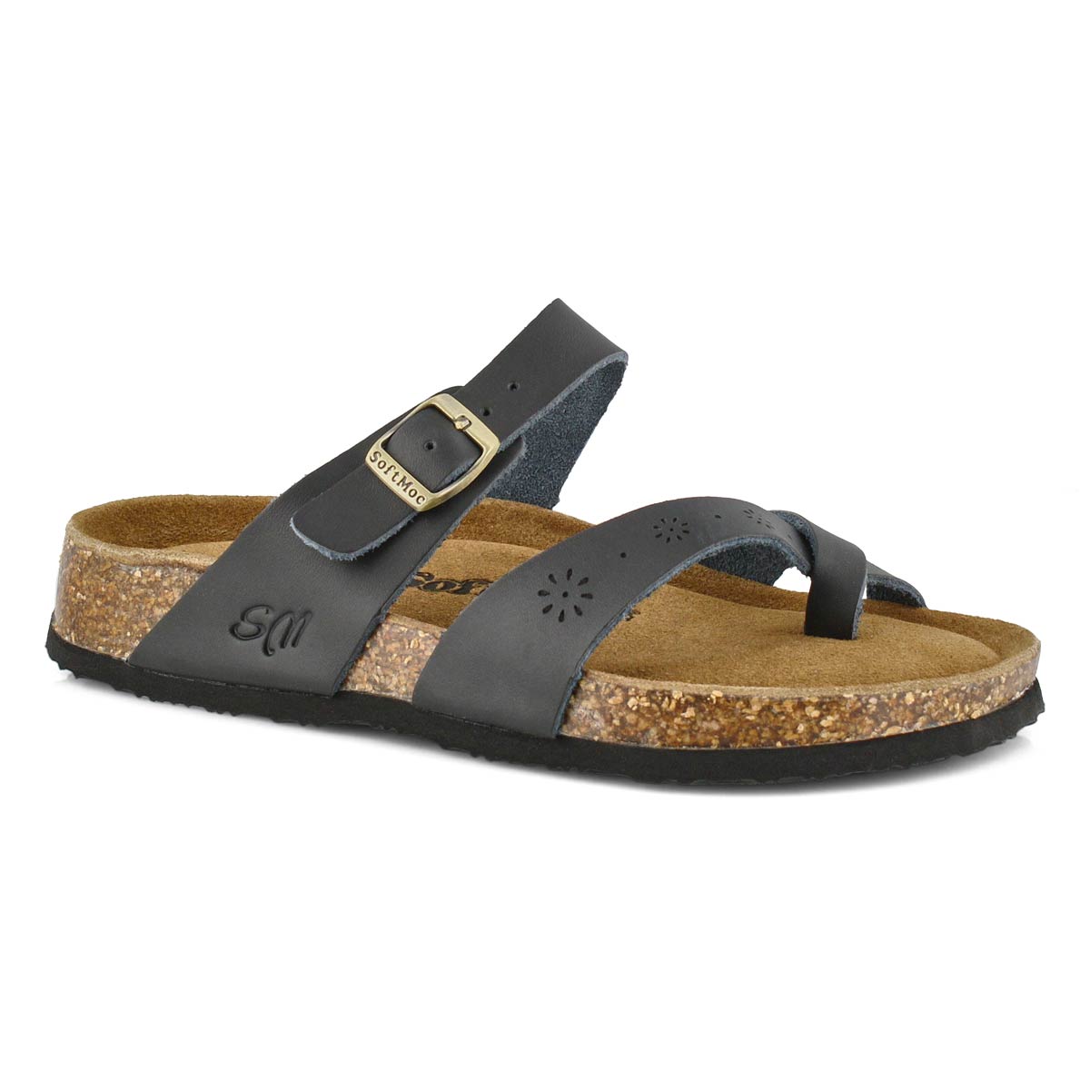 Women's ALICIA 5 black perforated leather sandal