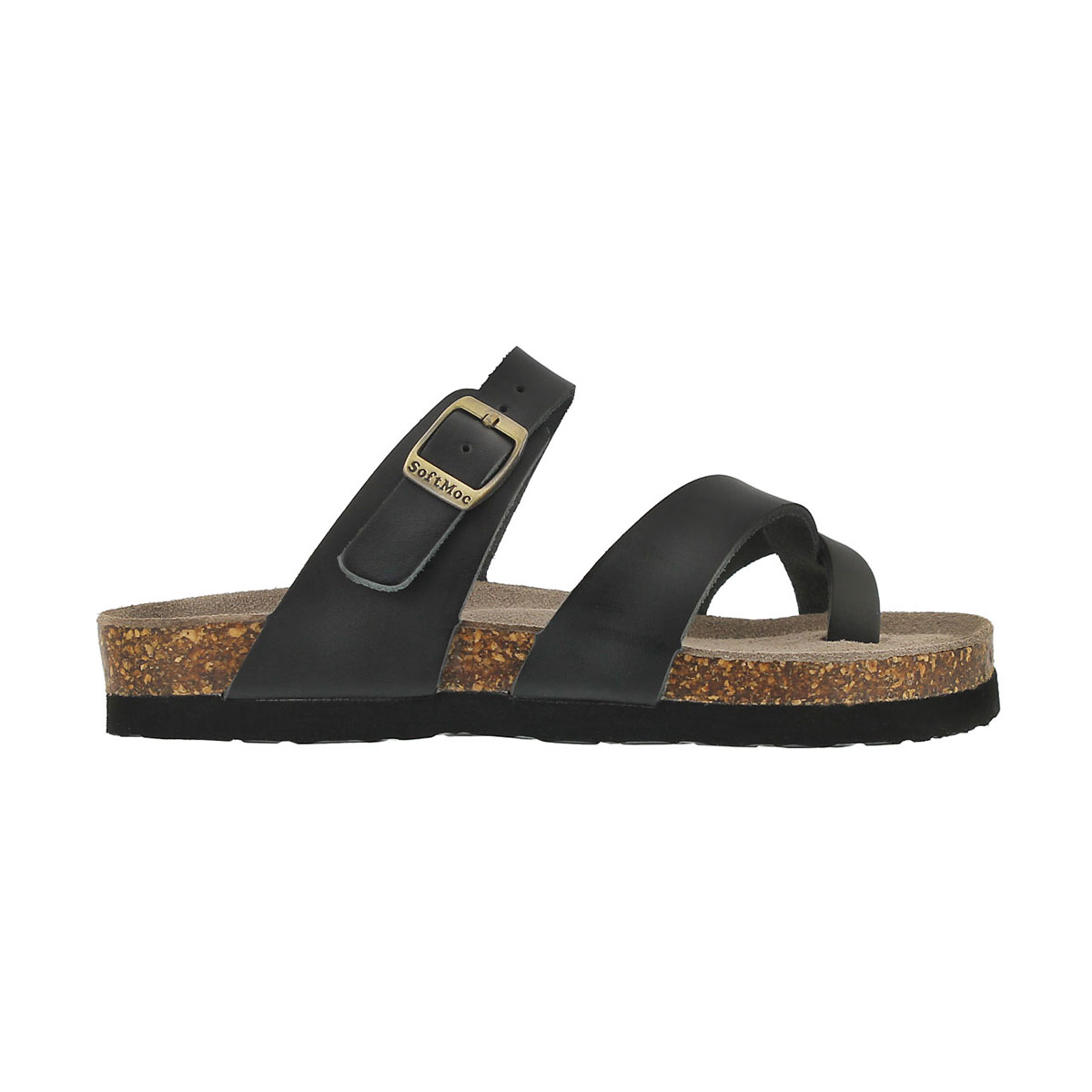 Grls Alicia black lthr toe loop sandal