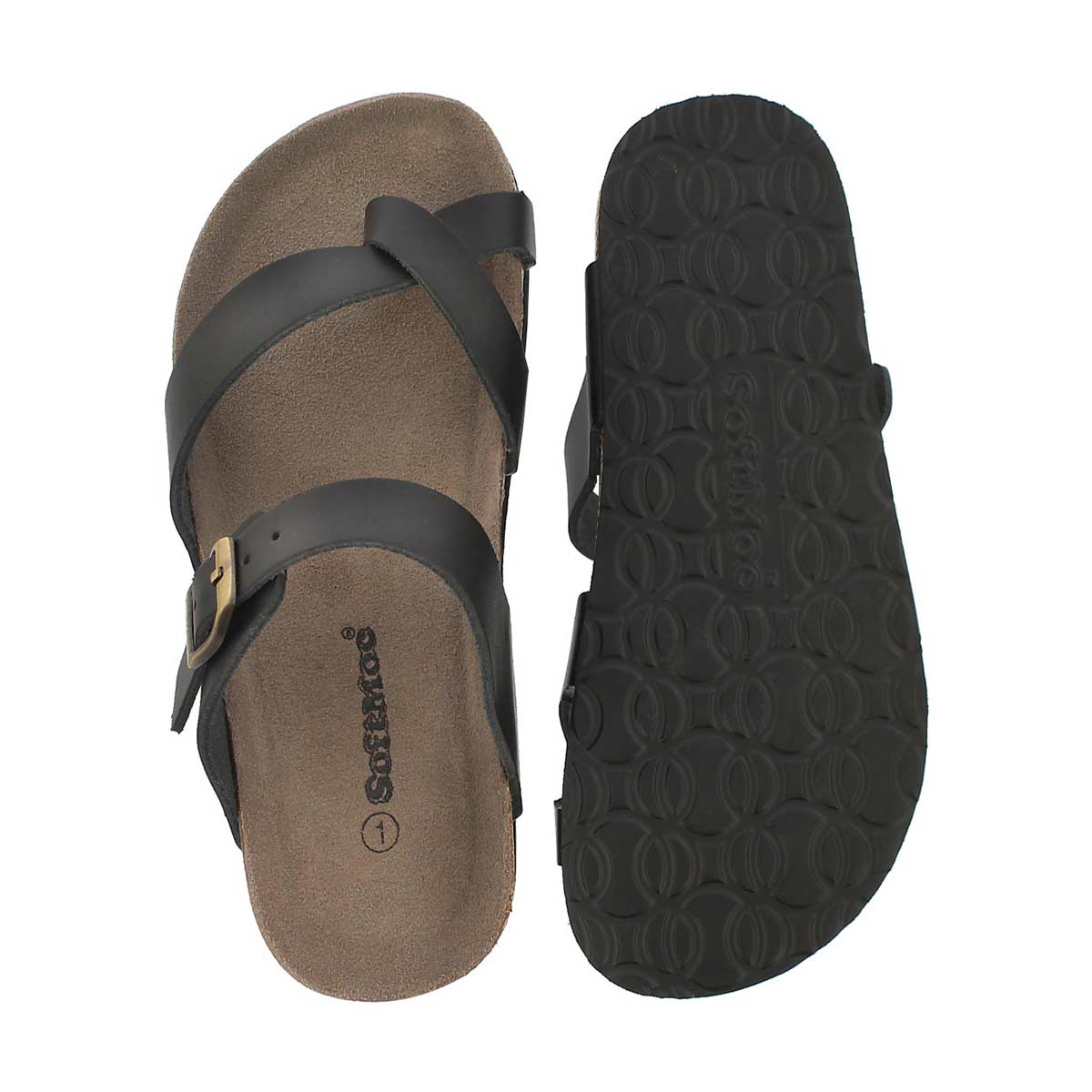 Grls Alicia black lthr toe loop sandal