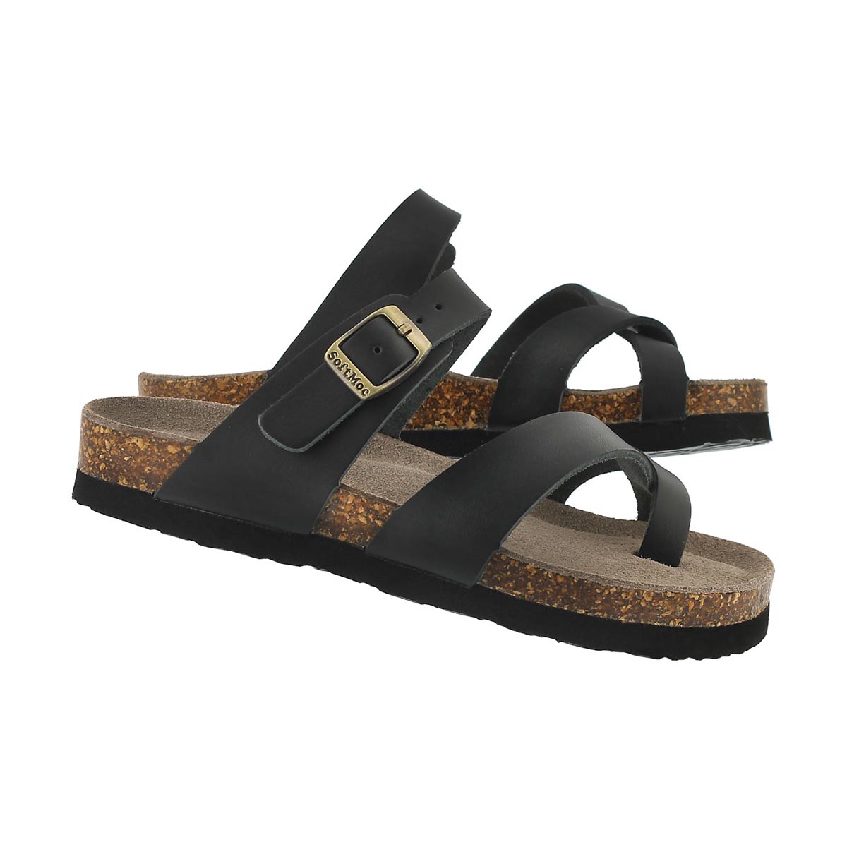 Grls Alicia black lthr toe loop sandal