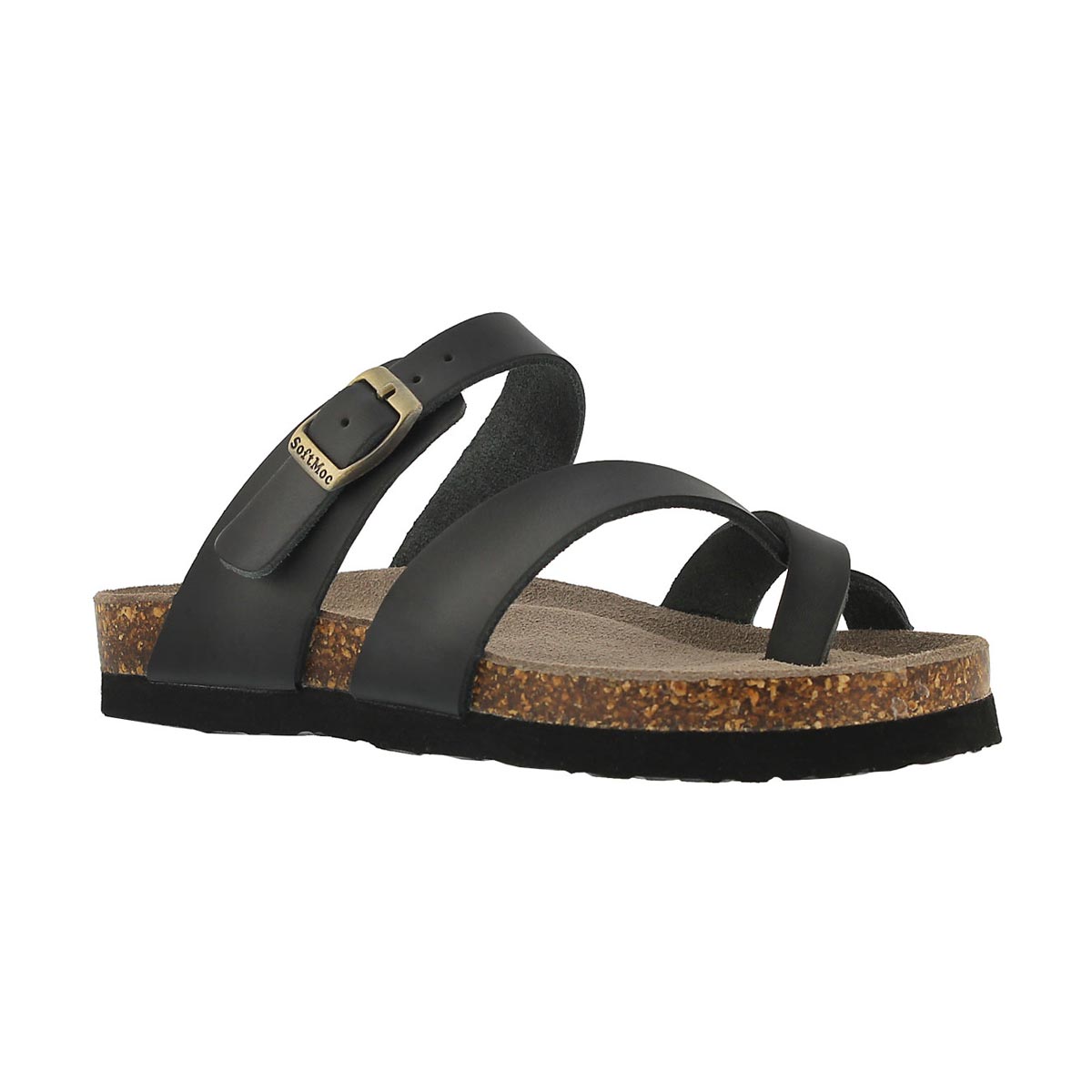 Grls Alicia black lthr toe loop sandal
