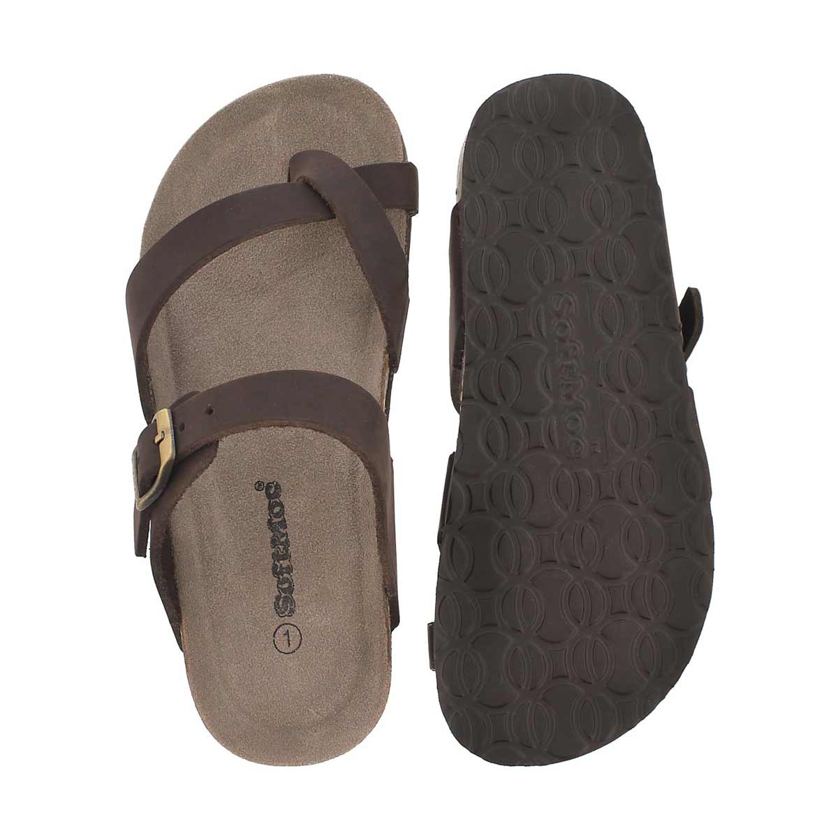 Grls Alicia brn crz lthr toe loop sandal