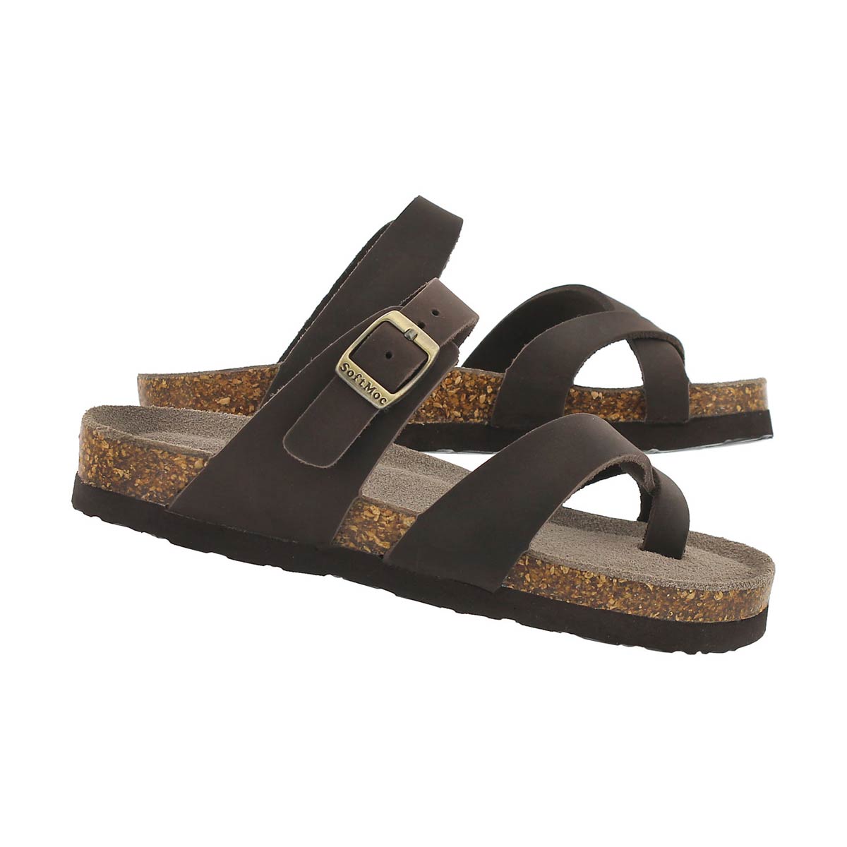 Grls Alicia brn crz lthr toe loop sandal