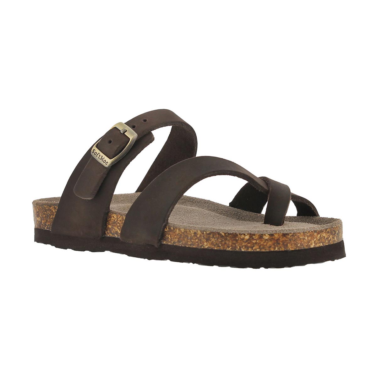 Grls Alicia brn crz lthr toe loop sandal