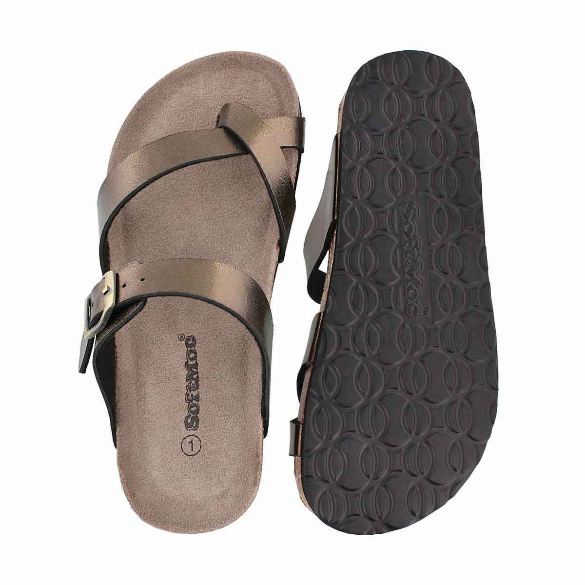 Grls Alicia gold brown toe loop sandal
