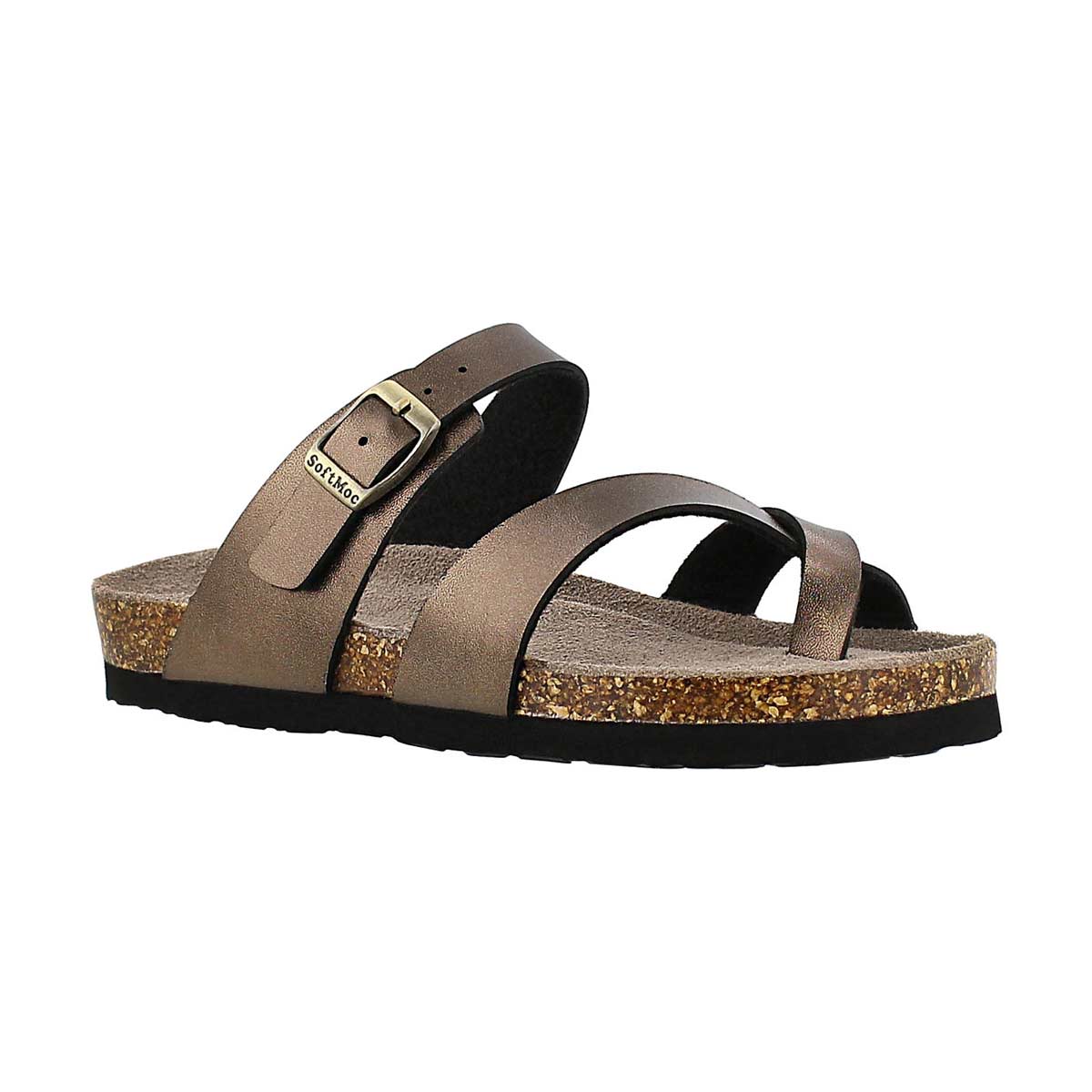 Grls Alicia gold brown toe loop sandal