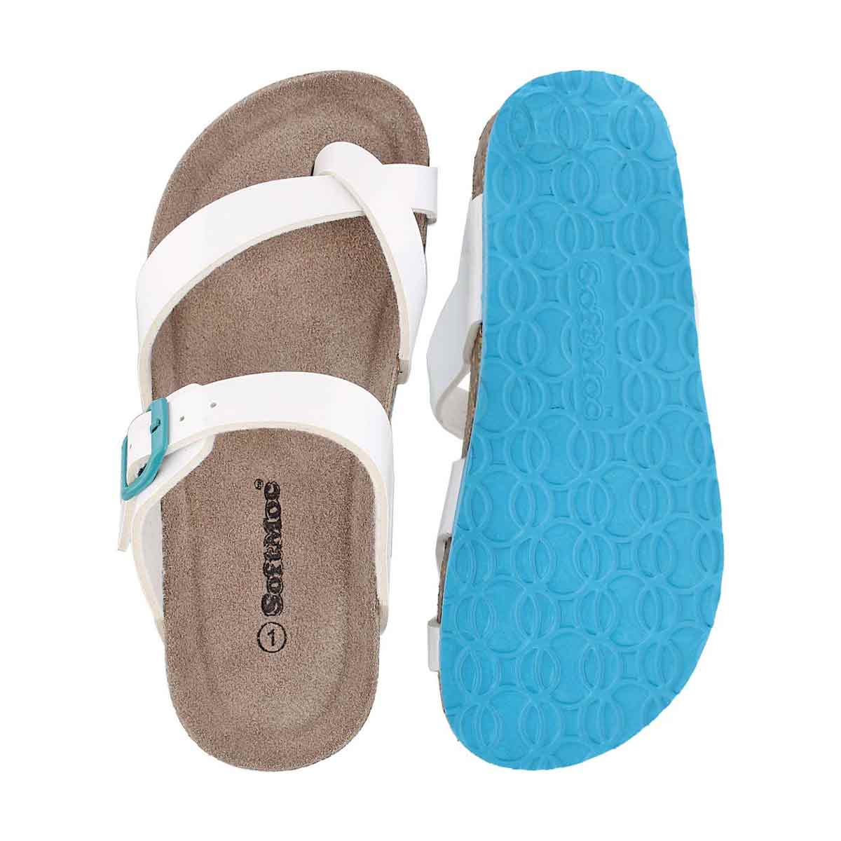 Grls Alicia wht pat toe loop sandal