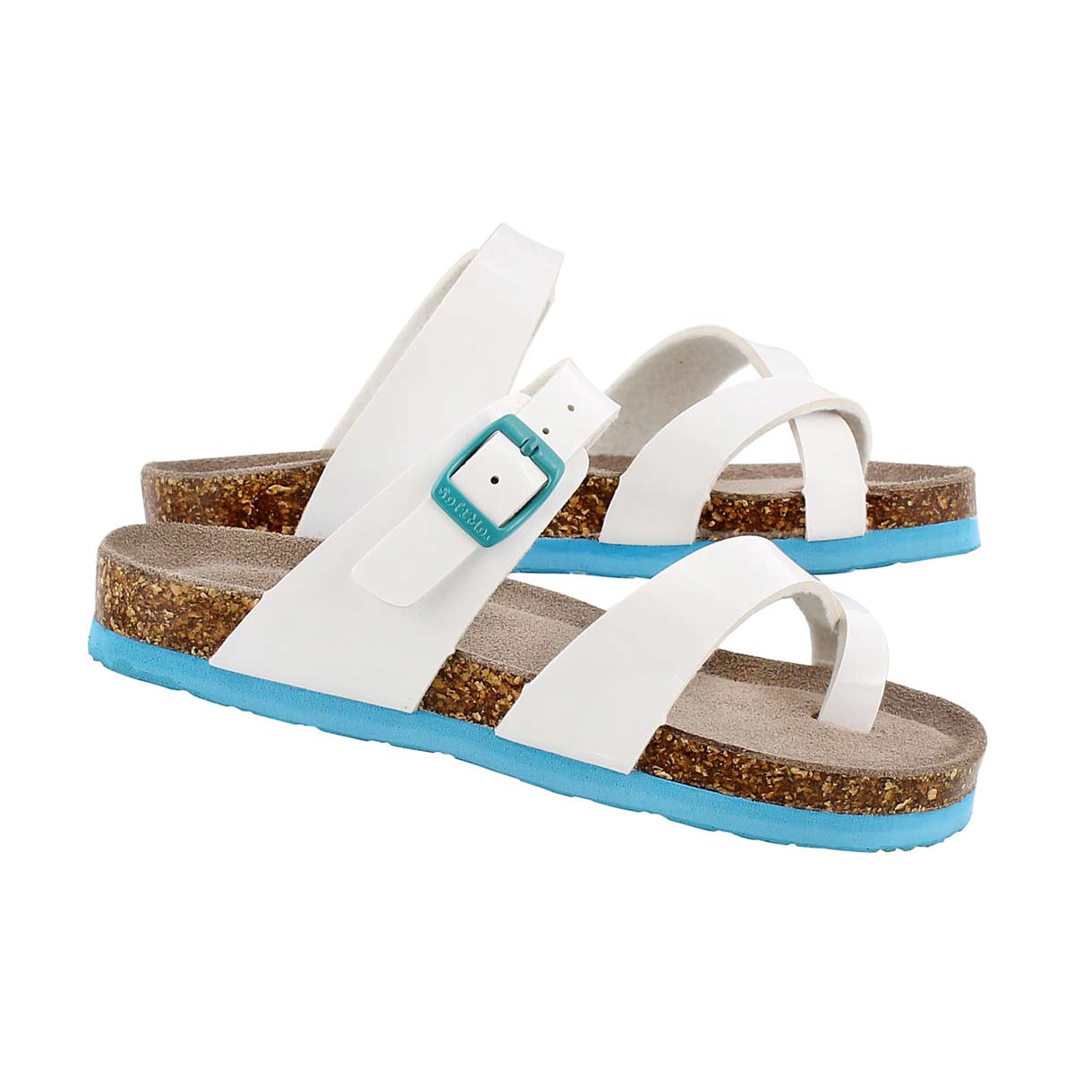 Grls Alicia wht pat toe loop sandal