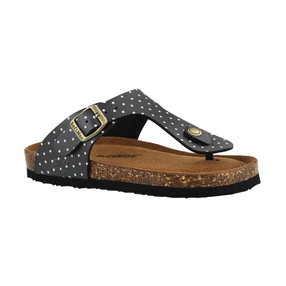 Grls Alison5 bk/wt dot memory foam sndl