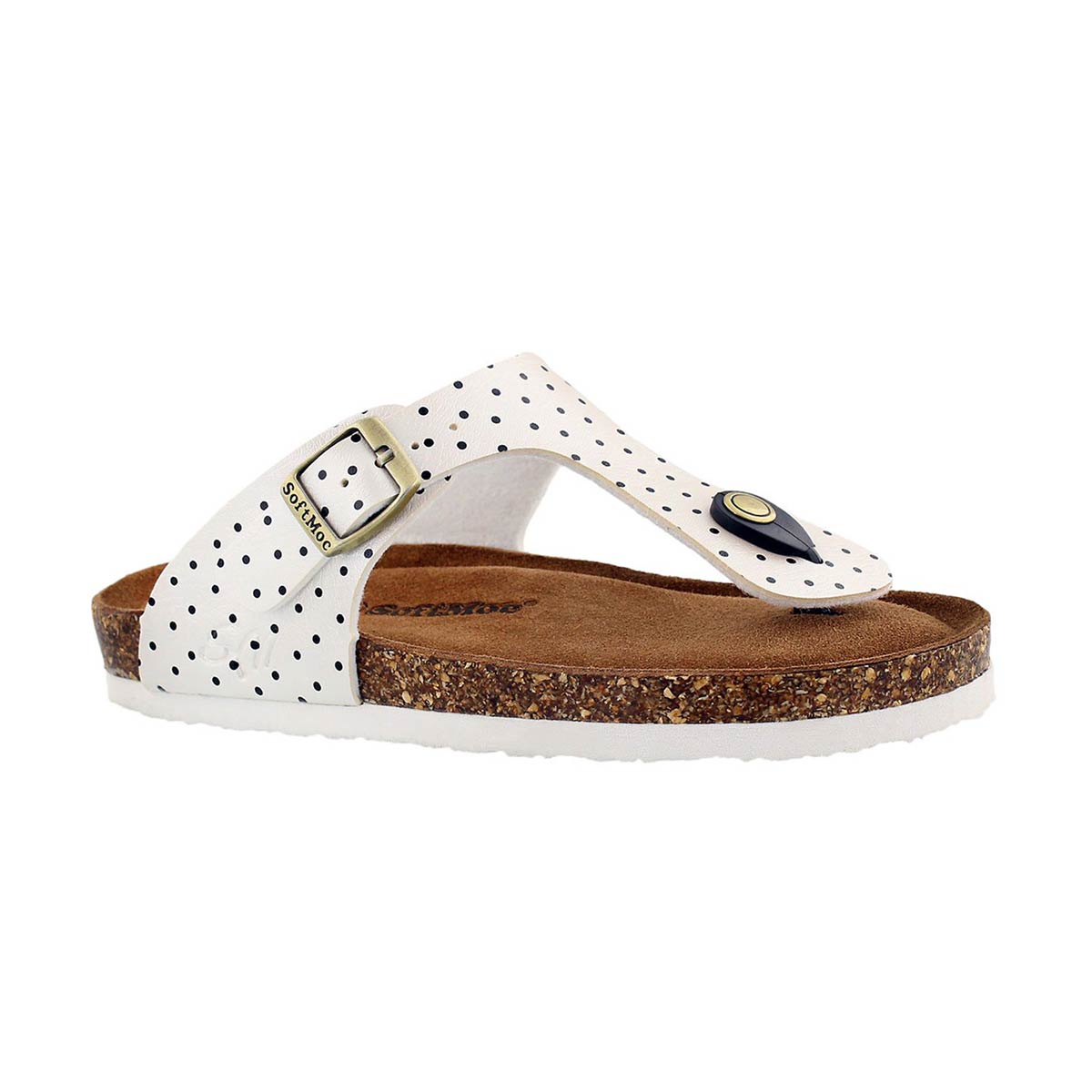Grls Alison5 wt/bk dot memory foam sndl