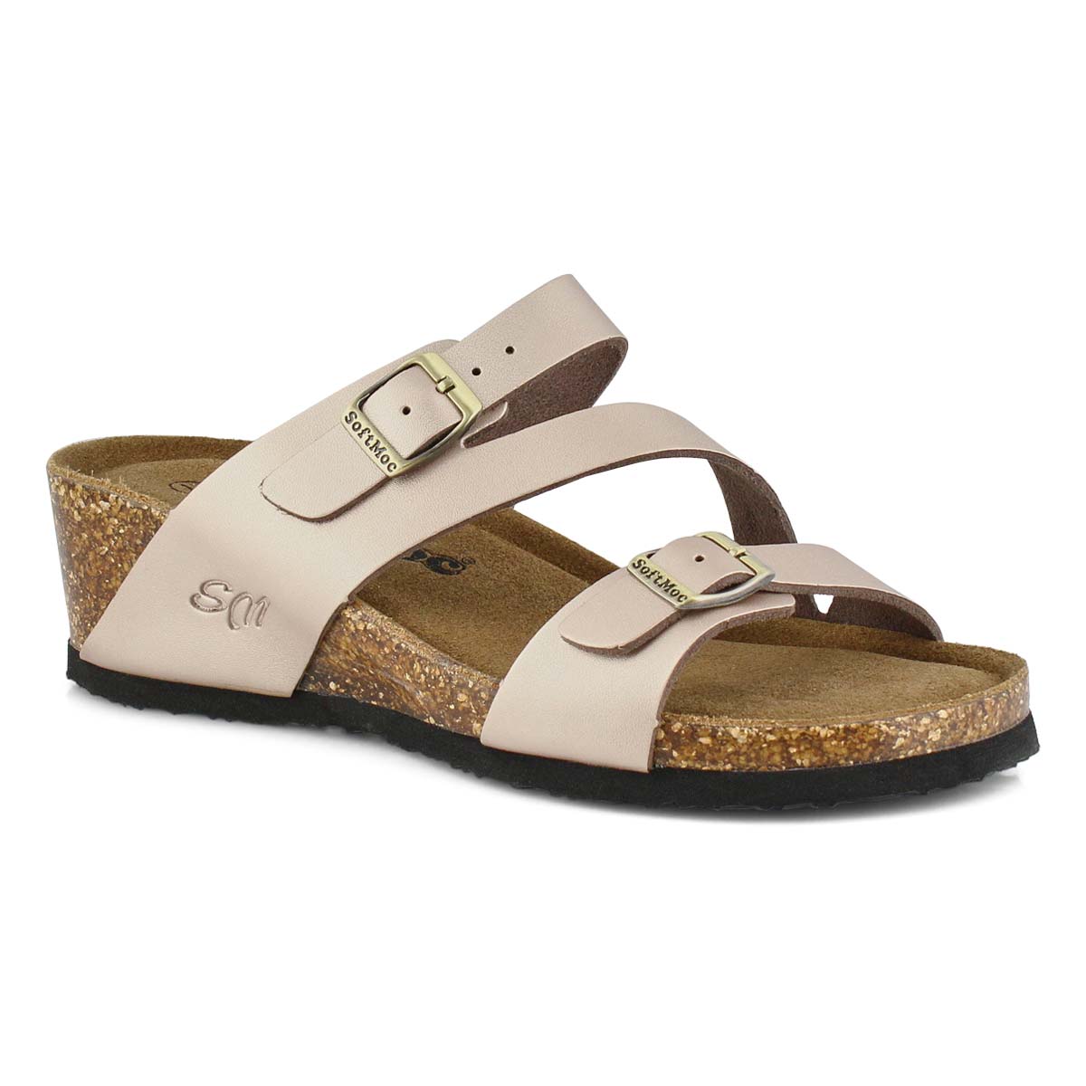 Lds Althea 5 rse gld mem foam wdg sandal