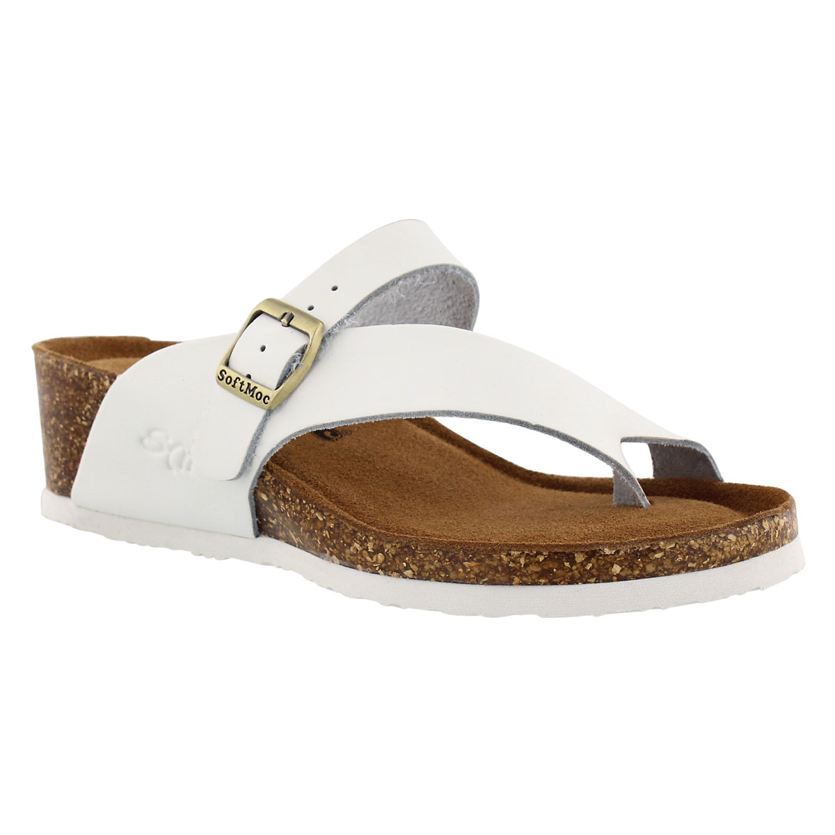 Lds Amber 5 white memory foam wdg sandal