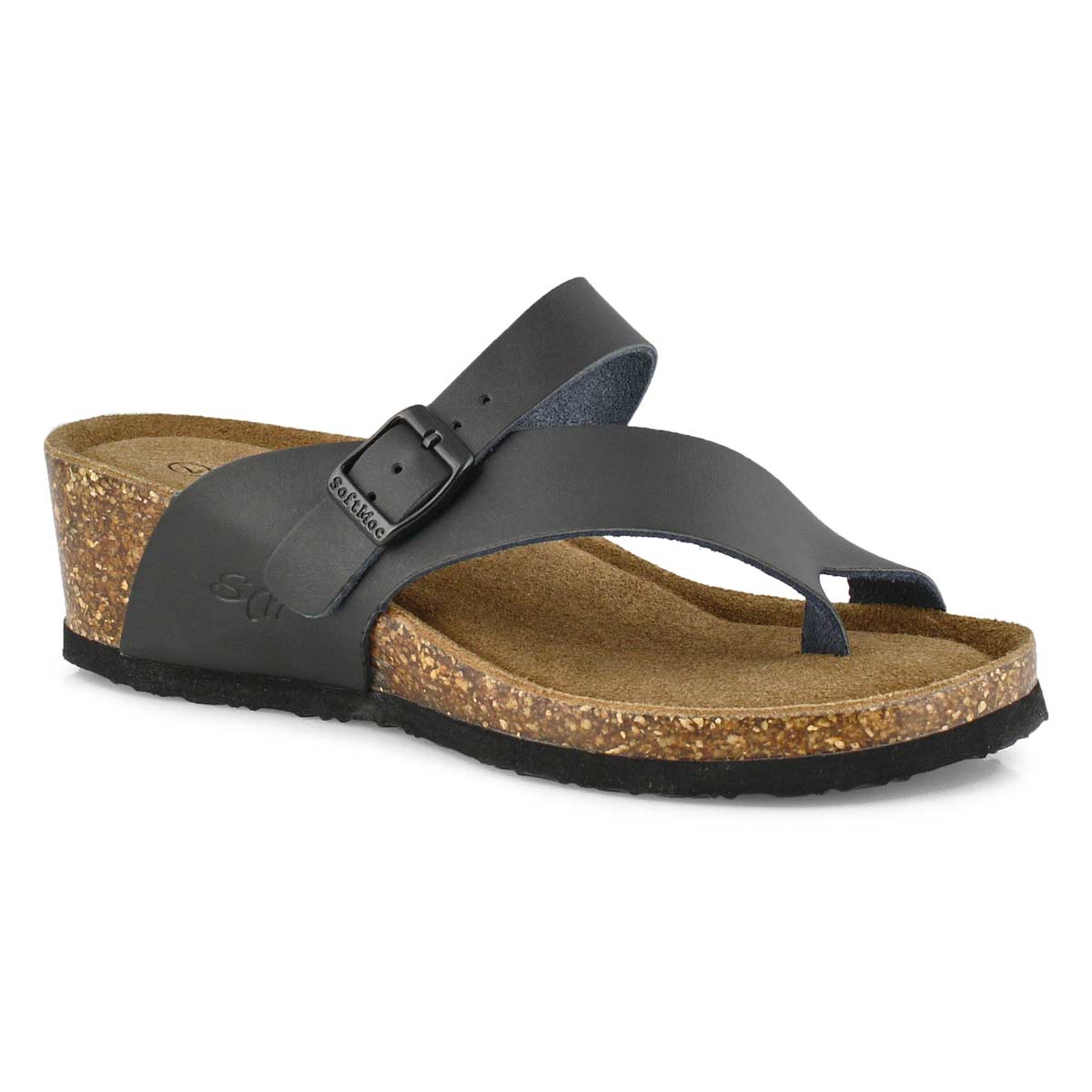 Lds Andrea5 black memory foam wdg sandal
