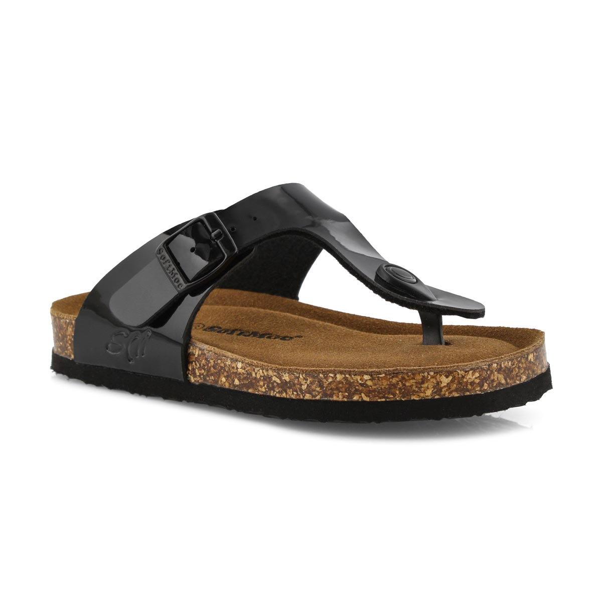 Grls Angy 6 blk pat mem foam thng sandal