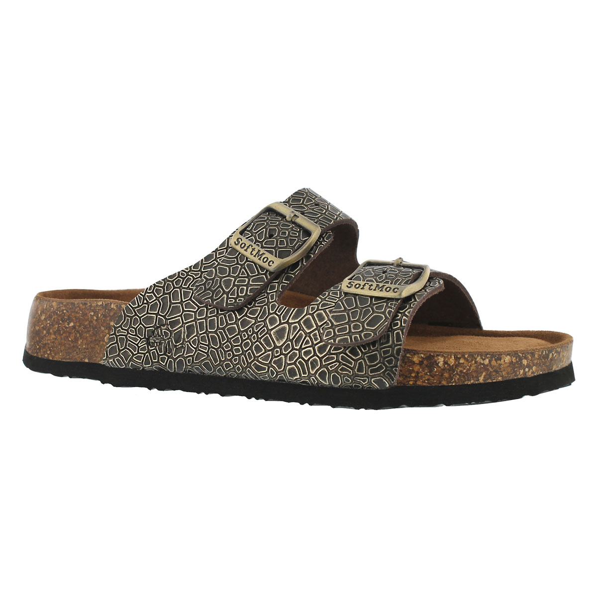 Women's ANNA 5 gold embossed memory foam sandals