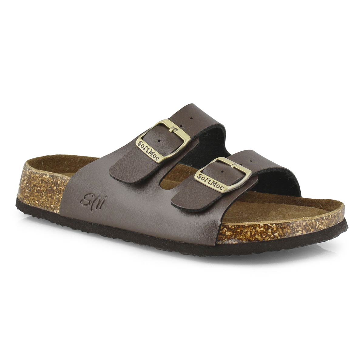 Lds Anna 5 PU brn memory foam sld sandal