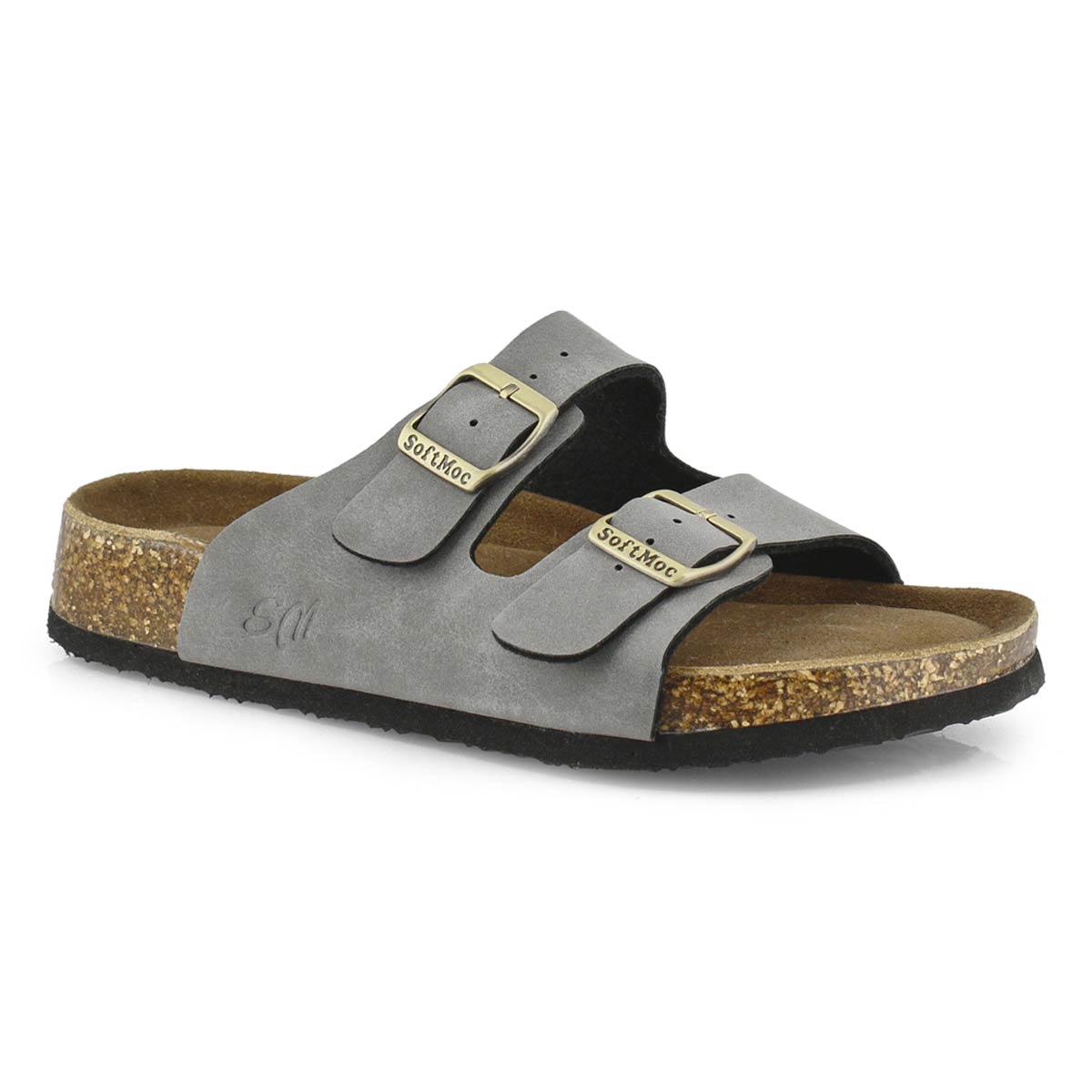 Lds Anna 5 PU gry memory foam sld sandal