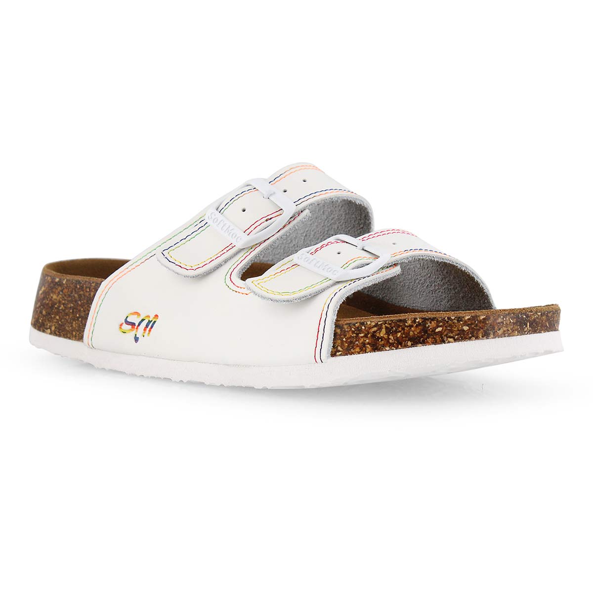 Lds Anna 5 Pride wht mem foam slide sndl