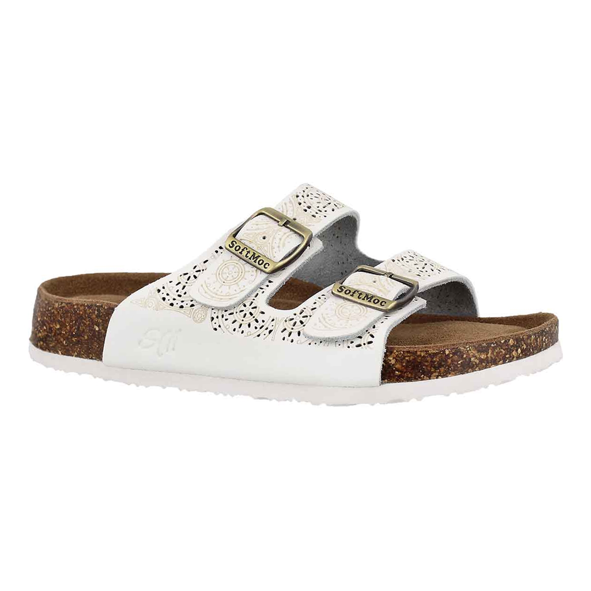 Women's ANNA 5 white perforated slide sandals